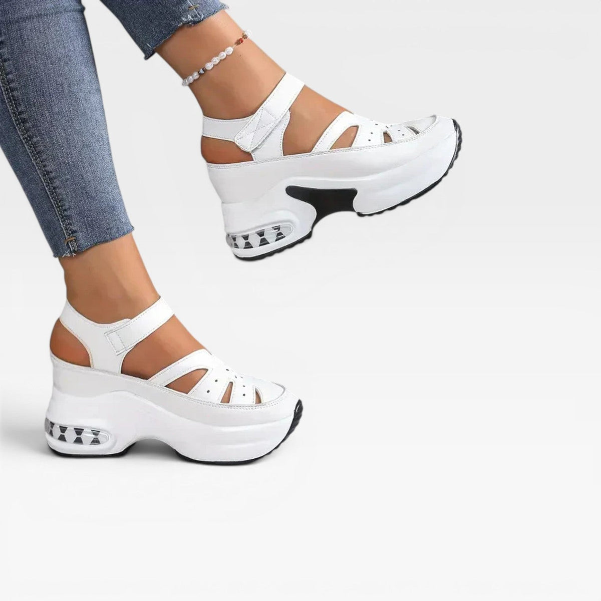 Closed Toe Platform Sandals, Cutout Walking Comfort