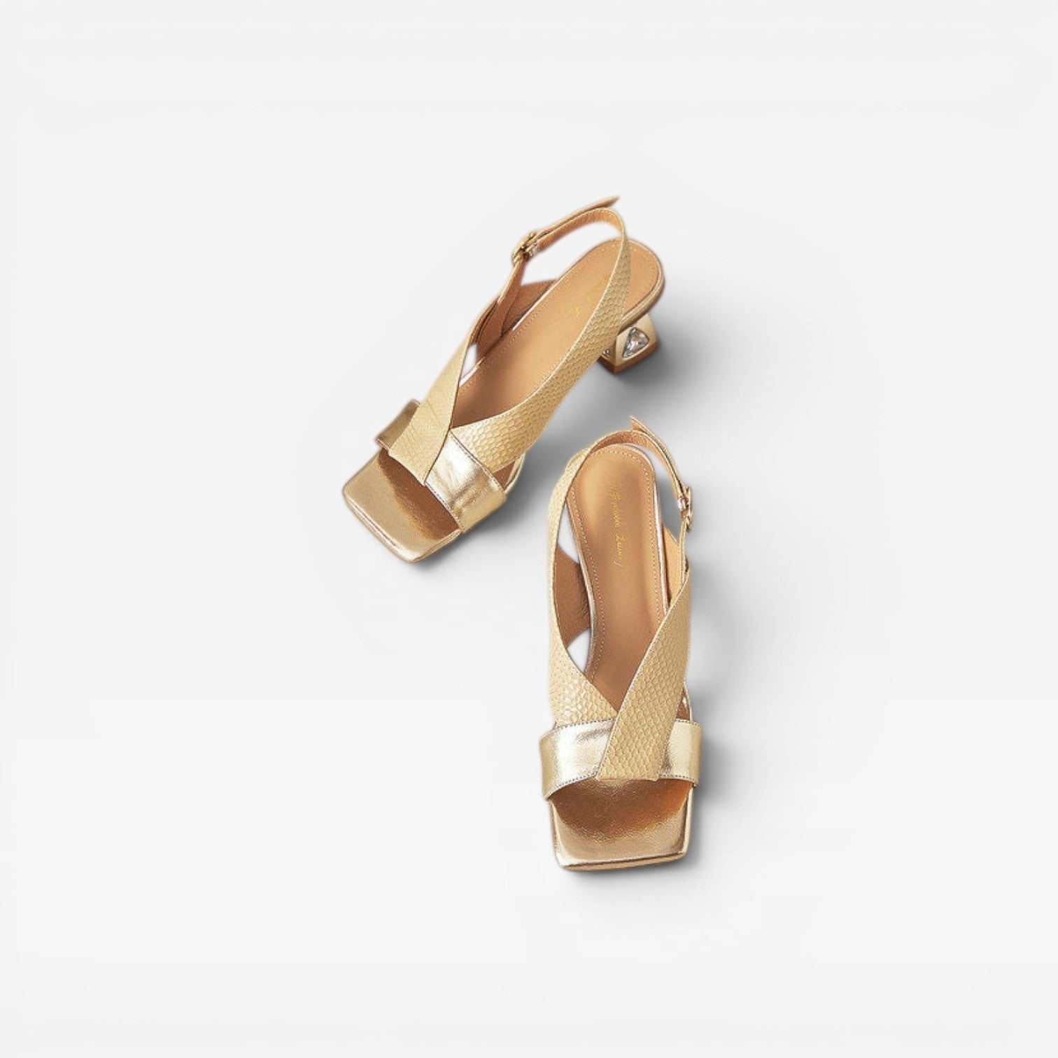 Sculpted Crystal Heel Leather Sandals, Slingback Pumps