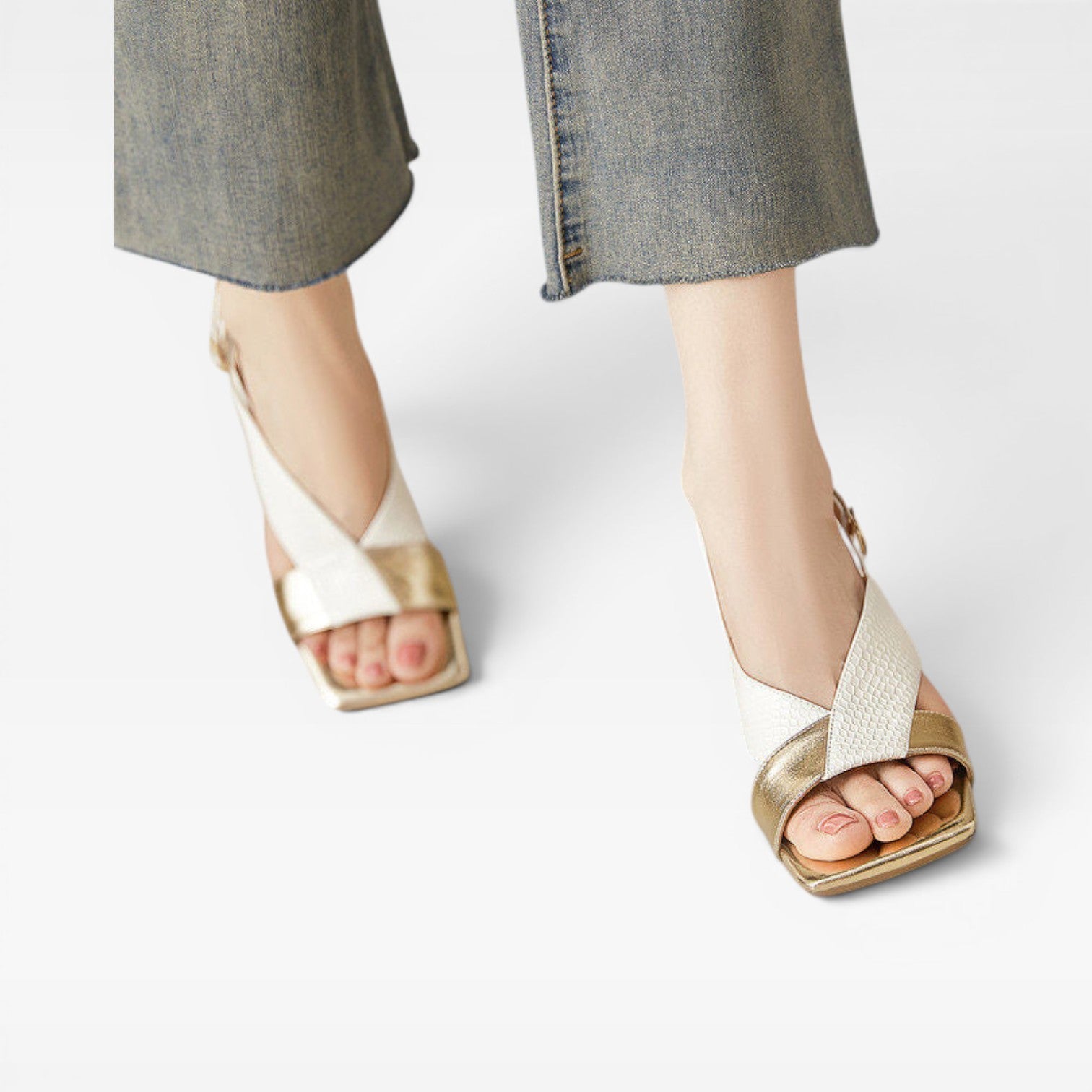 Sculpted Crystal Heel Leather Sandals, Slingback Pumps
