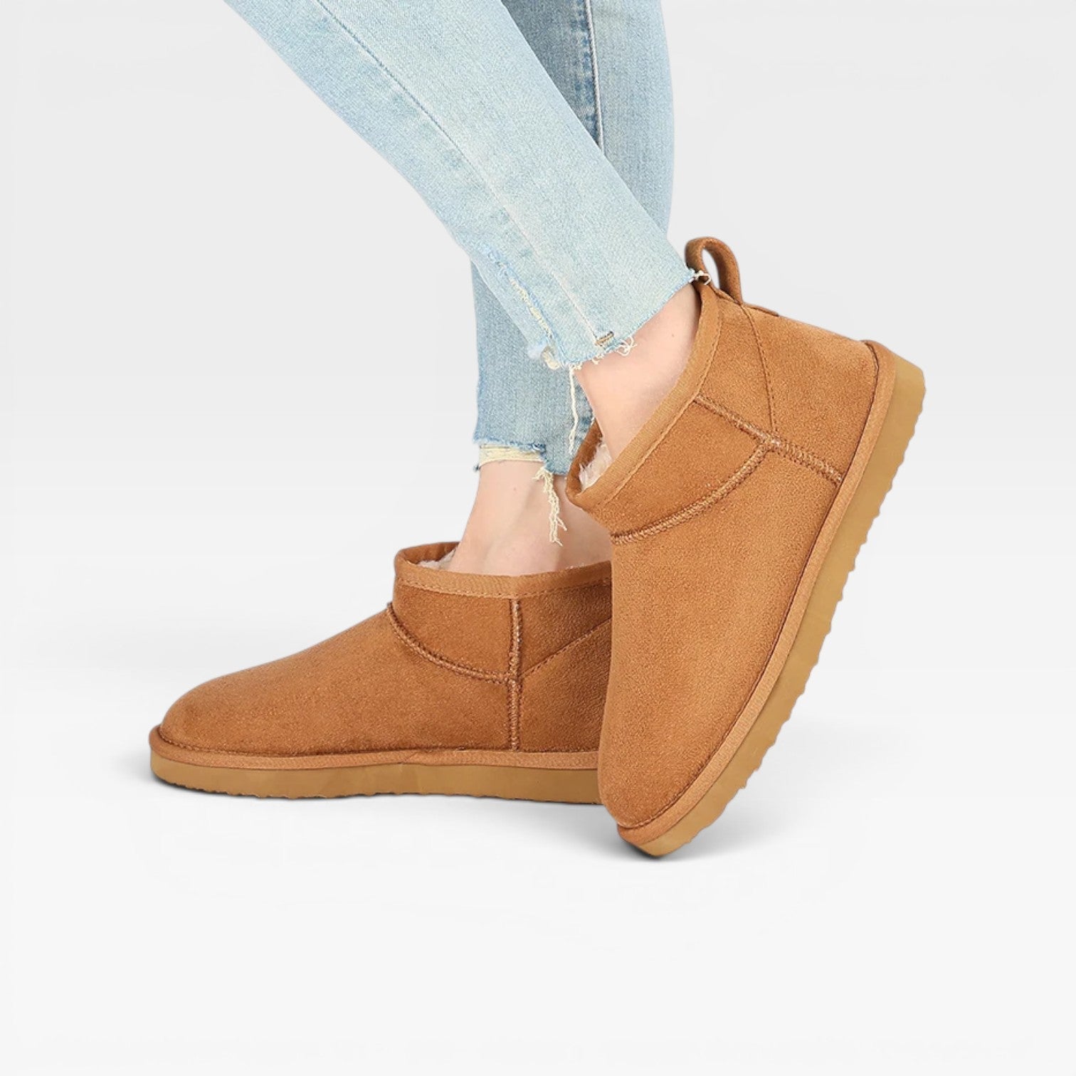 Low Cut Suede Ankle Booties, Sheepskin Lined Boots
