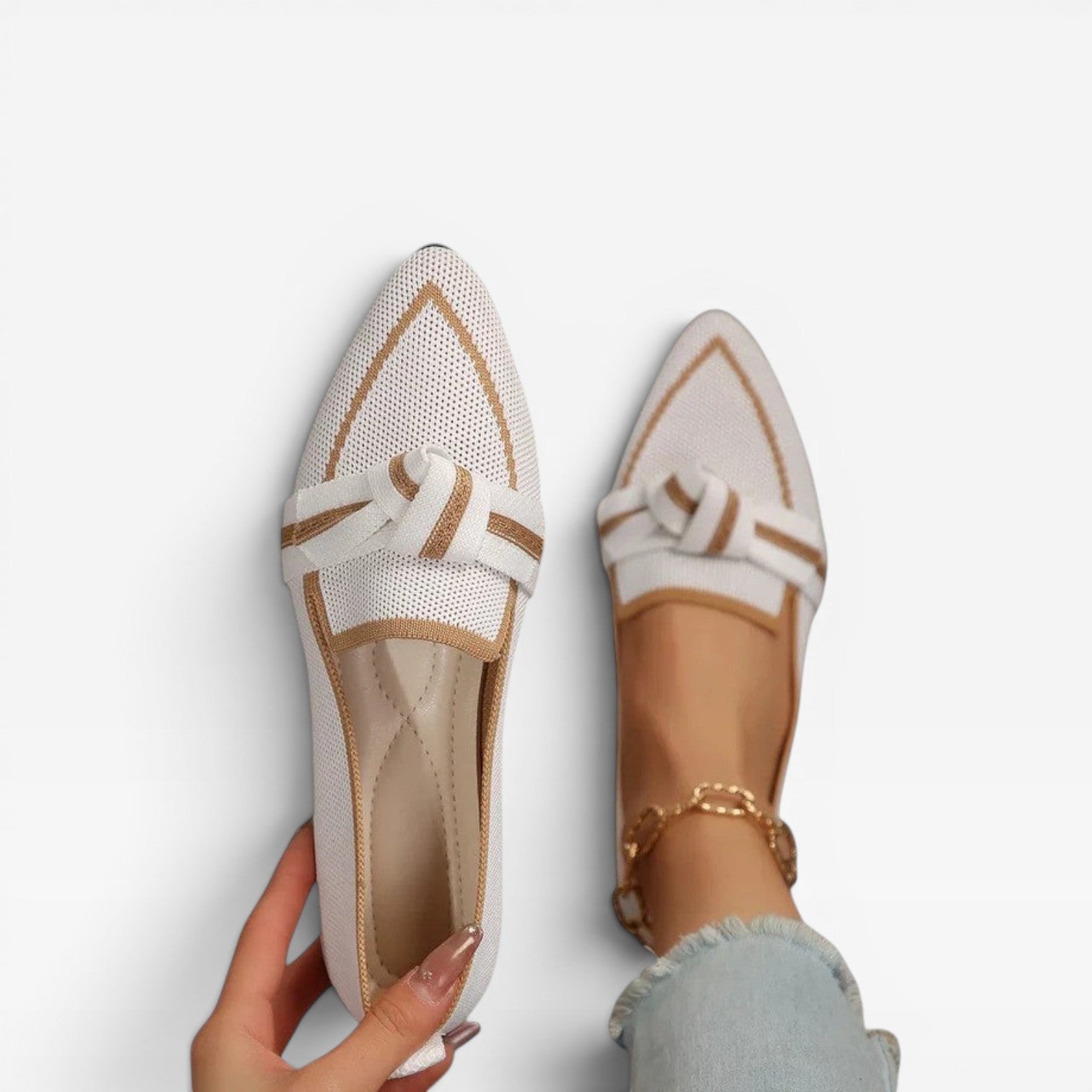 Pointed Toe Knit Loafers, Breathable Slip-On Flats