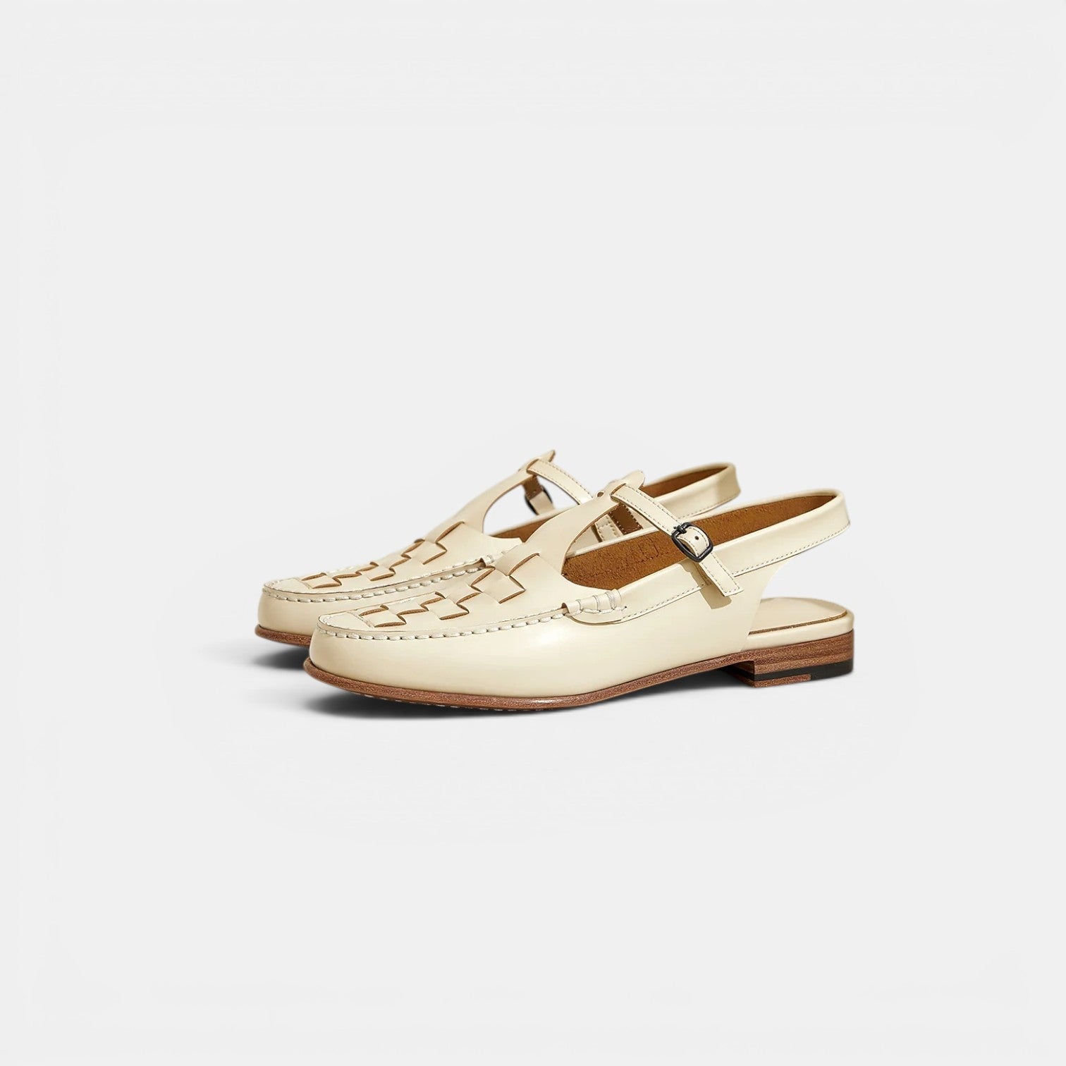 Leather Cross-Strap Sandals, Lightweight Summer Flats