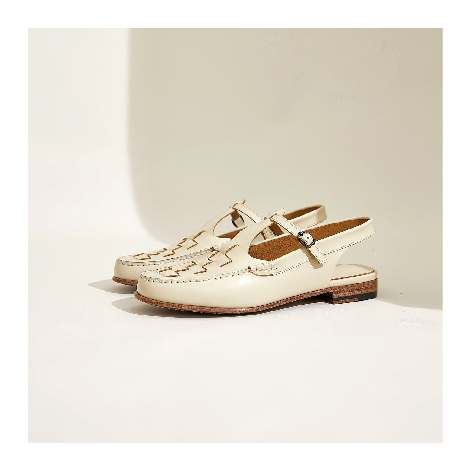 Leather Slingback Sandals, Flat Summer Strap Shoes