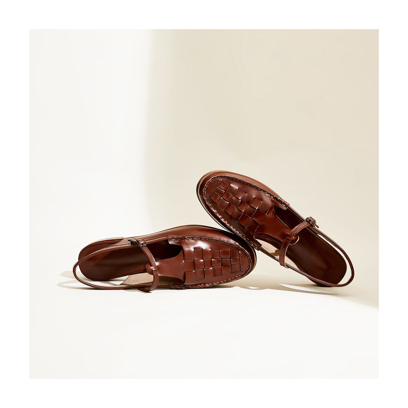 Leather Slingback Sandals, Flat Summer Strap Shoes