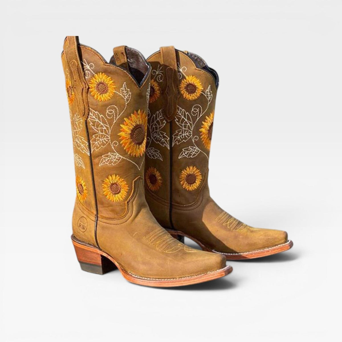 Sunflower Embroidered Cowboy Boots, Tall Western Shaft