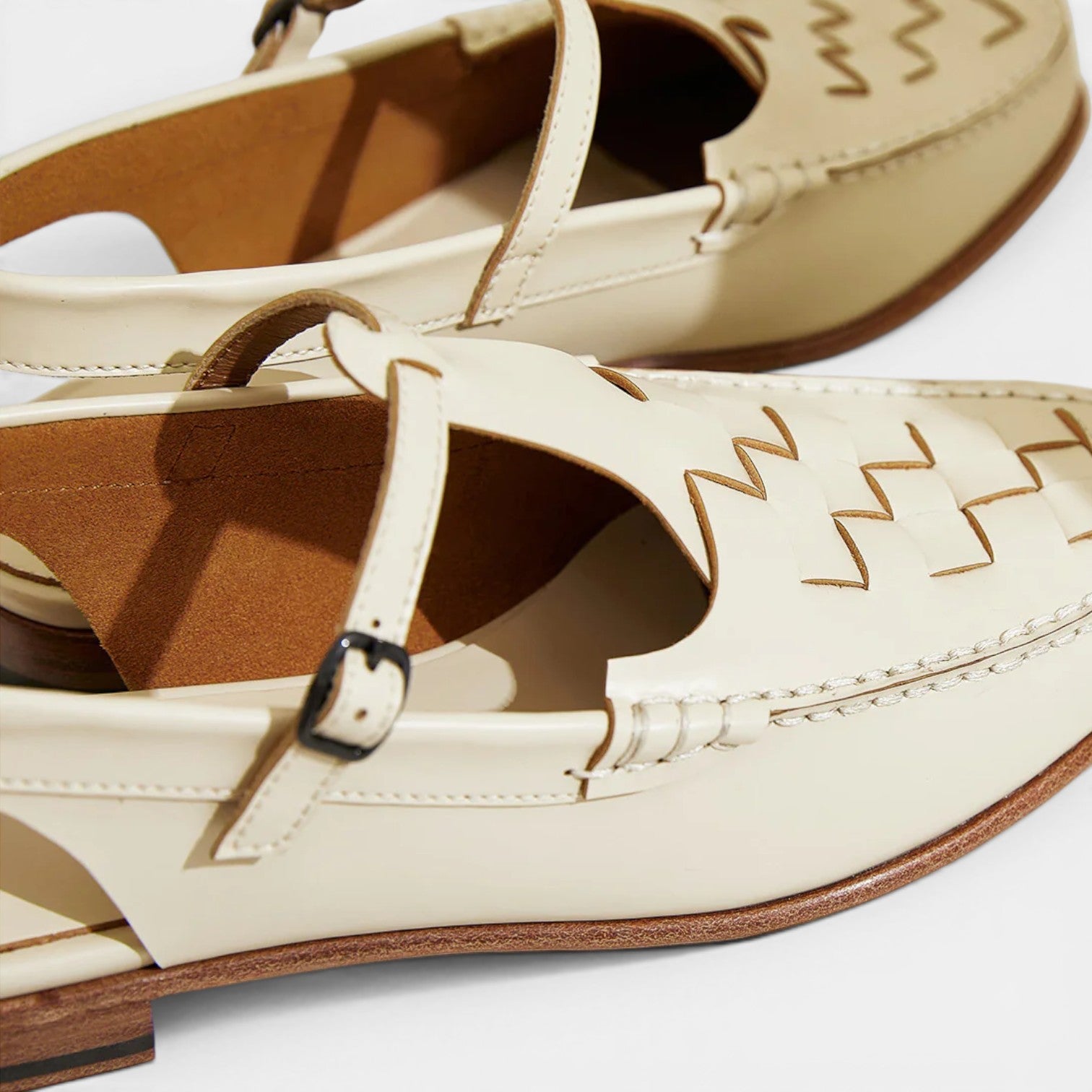 Leather Cross-Strap Sandals, Lightweight Summer Flats