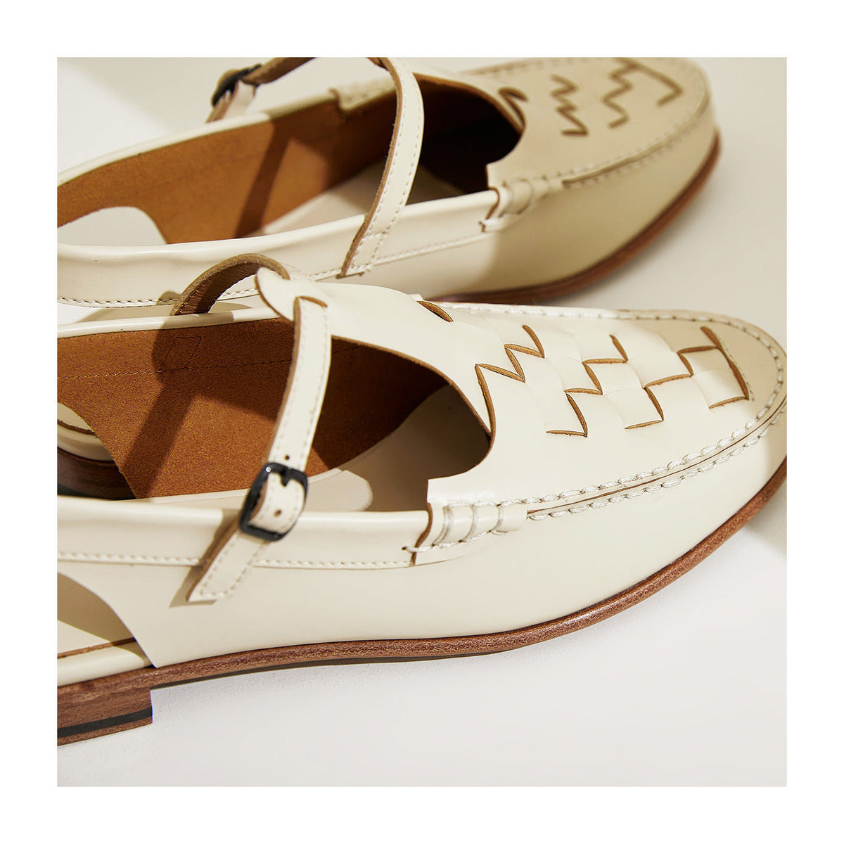Leather Slingback Sandals, Flat Summer Strap Shoes