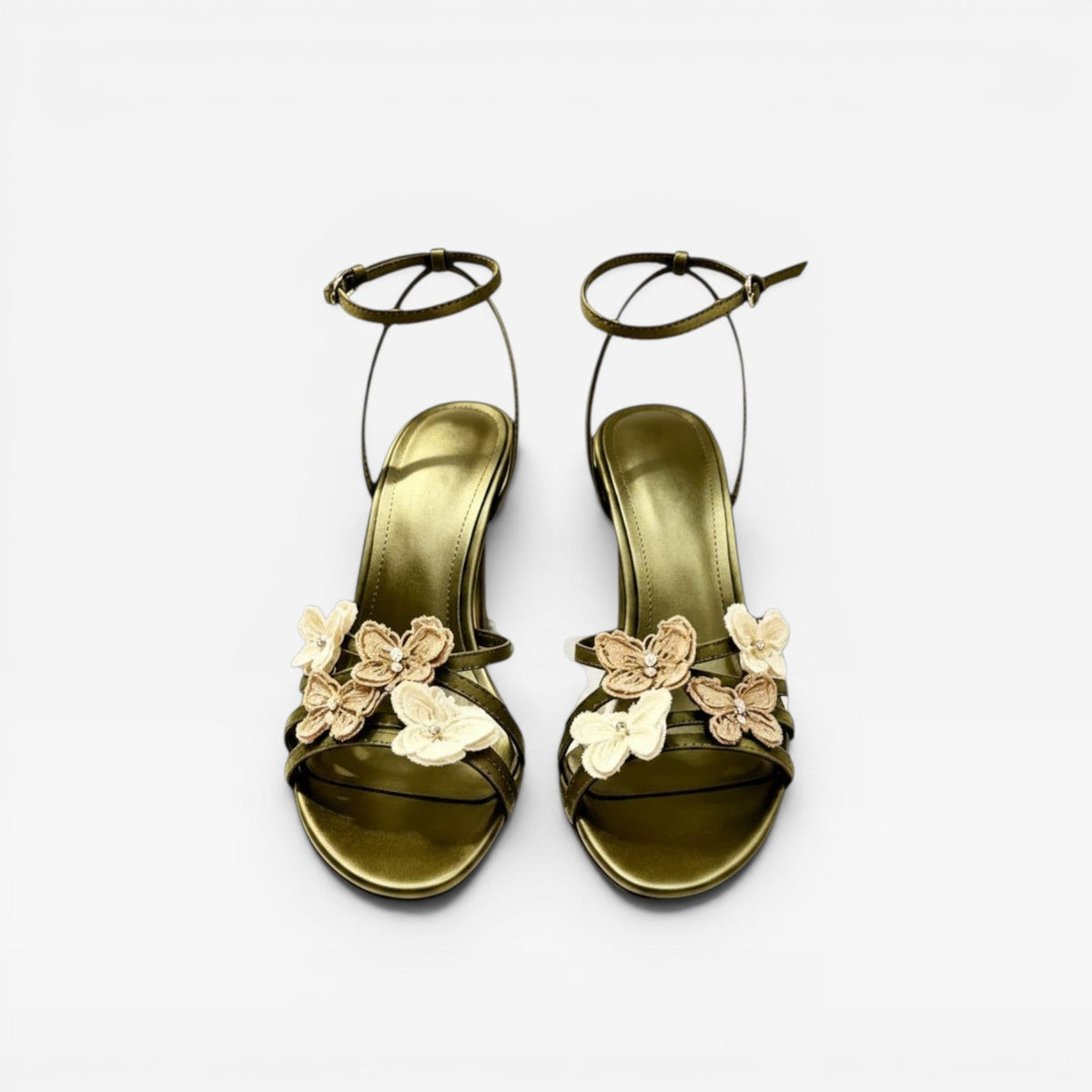 Crystal Butterfly Strappy Sandals, Ankle Buckle Heels