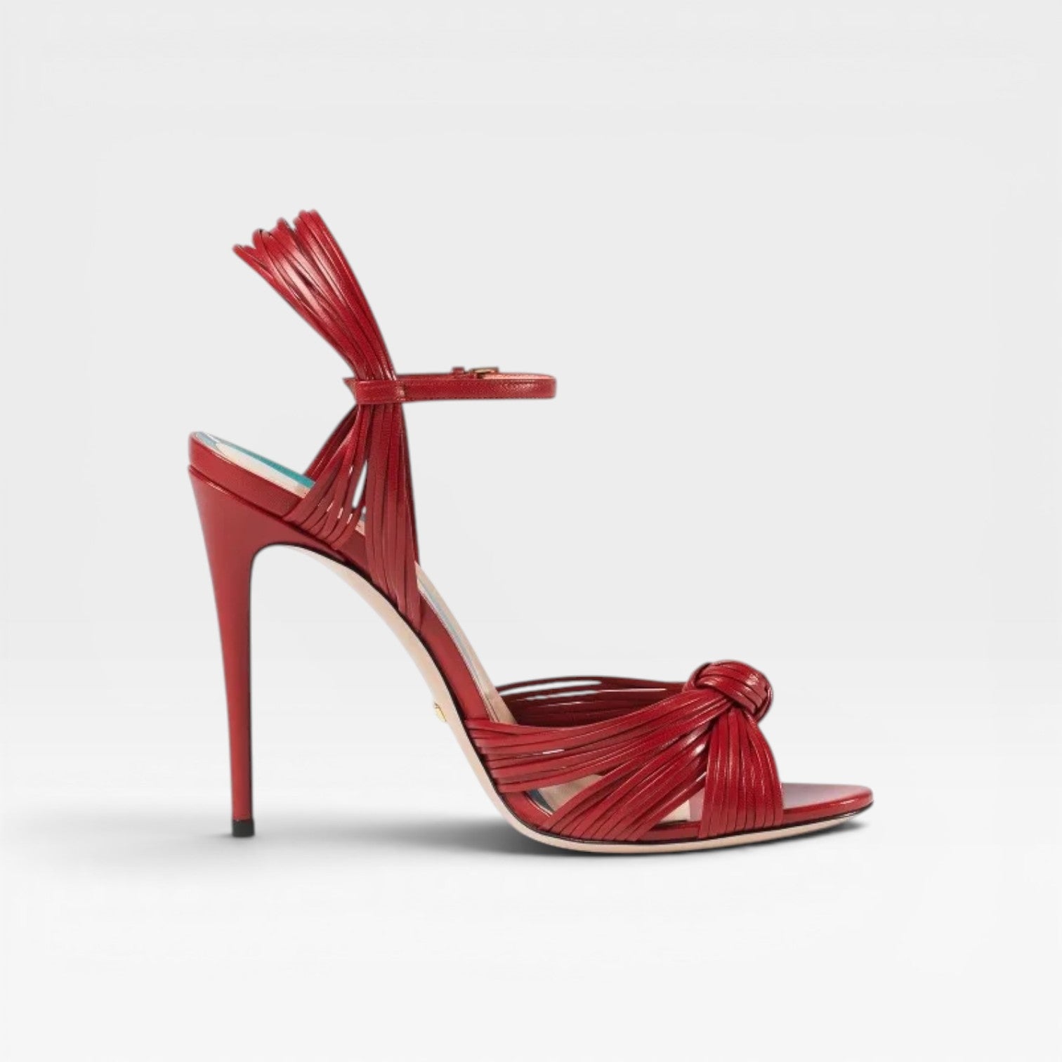 Knotted Strap Stiletto Sandals, Leather Evening Heels