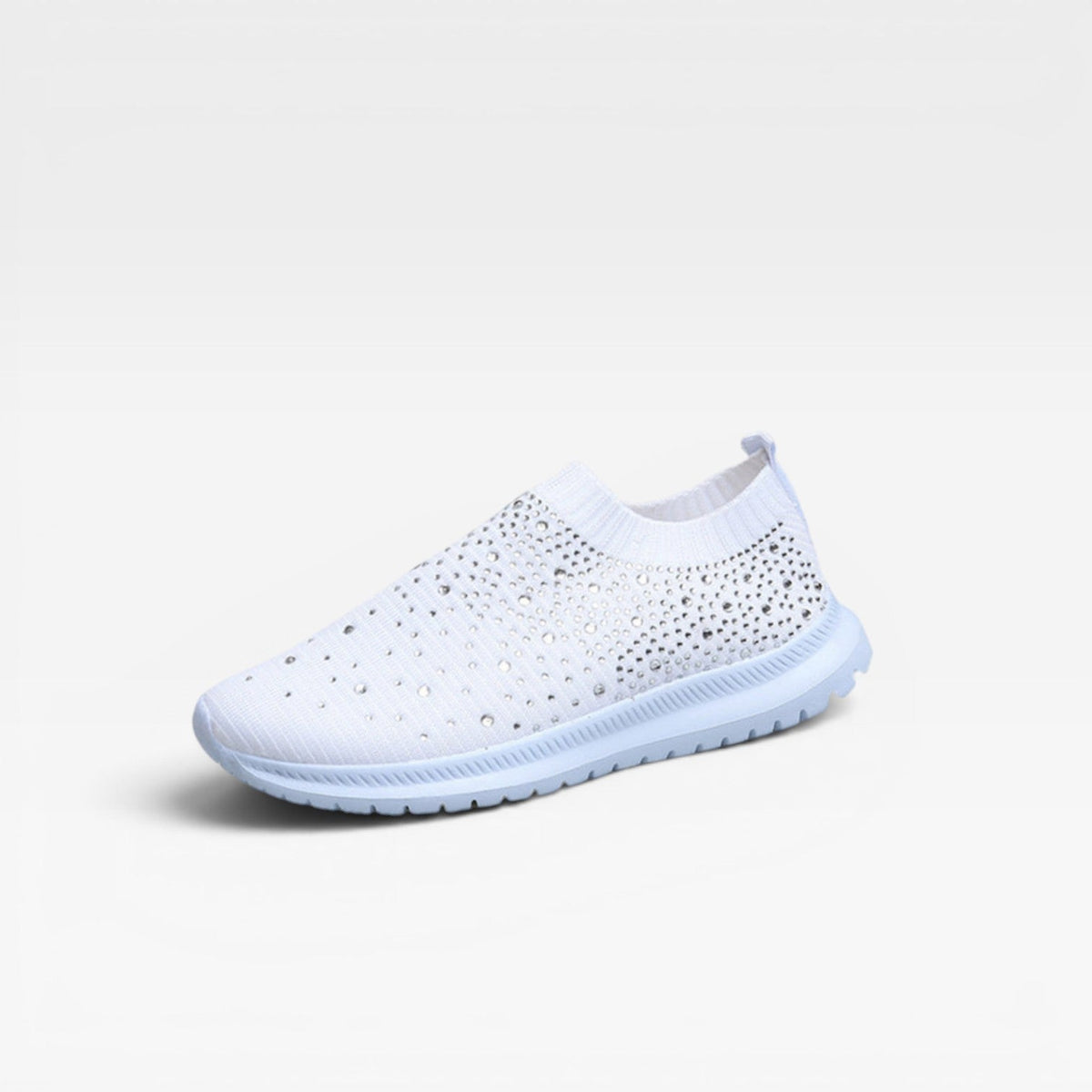 Diamante Knit Slip On Trainers, Crystal Sock Fit Shoes