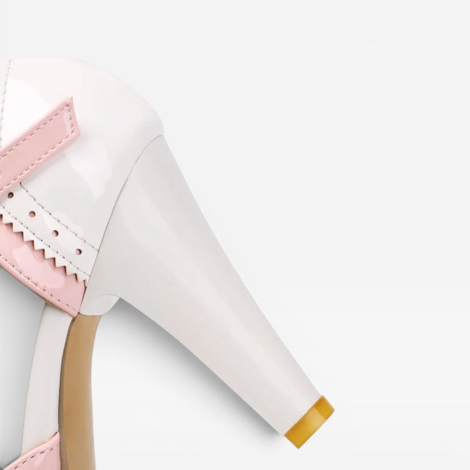 Two Tone Brogue Mary Jane Pumps, T Strap Block Heel
