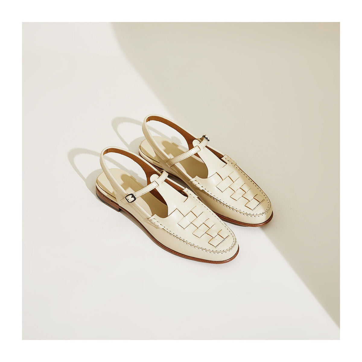 Leather Slingback Sandals, Flat Summer Strap Shoes