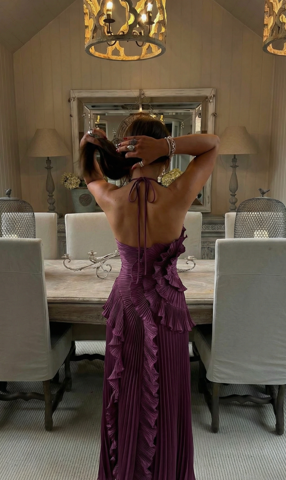 Ivy Halter Ruffled Maxi Dress