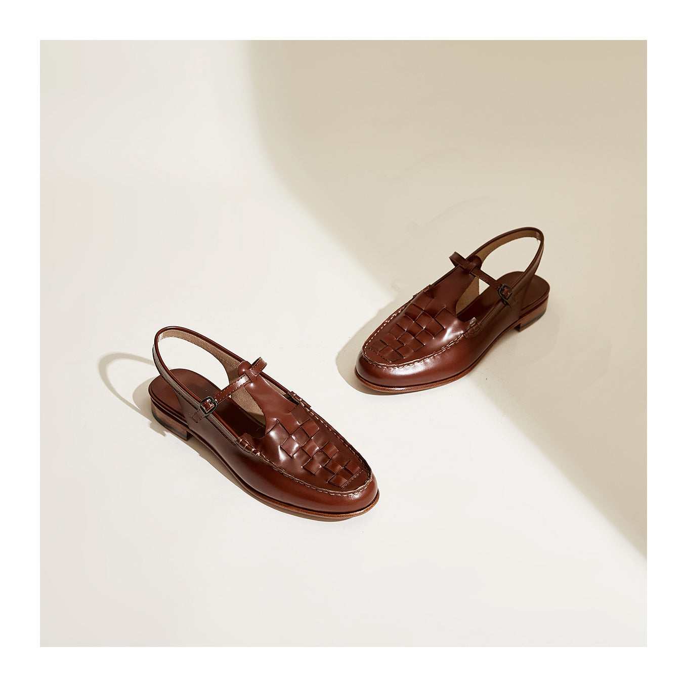Leather Slingback Sandals, Flat Summer Strap Shoes