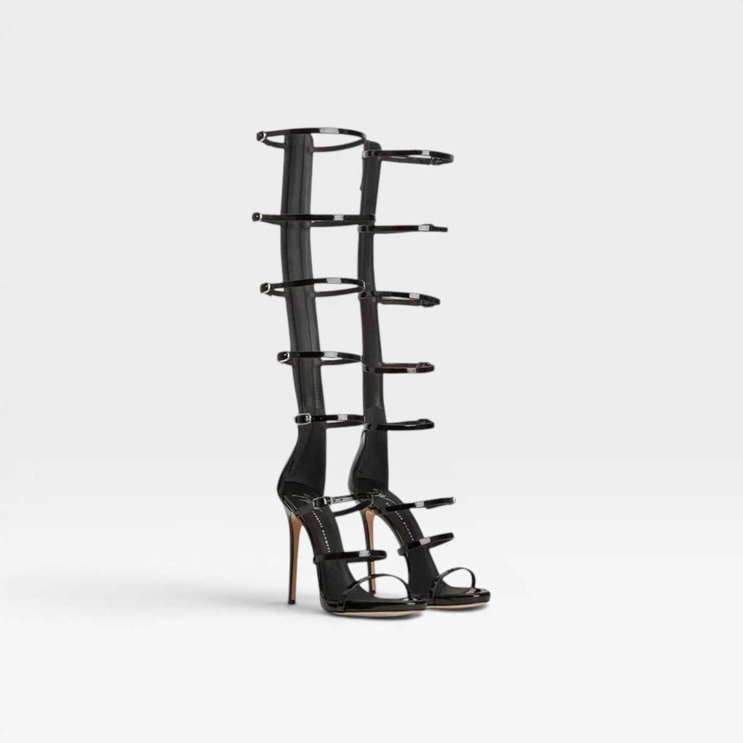 Knee High Gladiator Heels, Buckle Strap Slim Stiletto