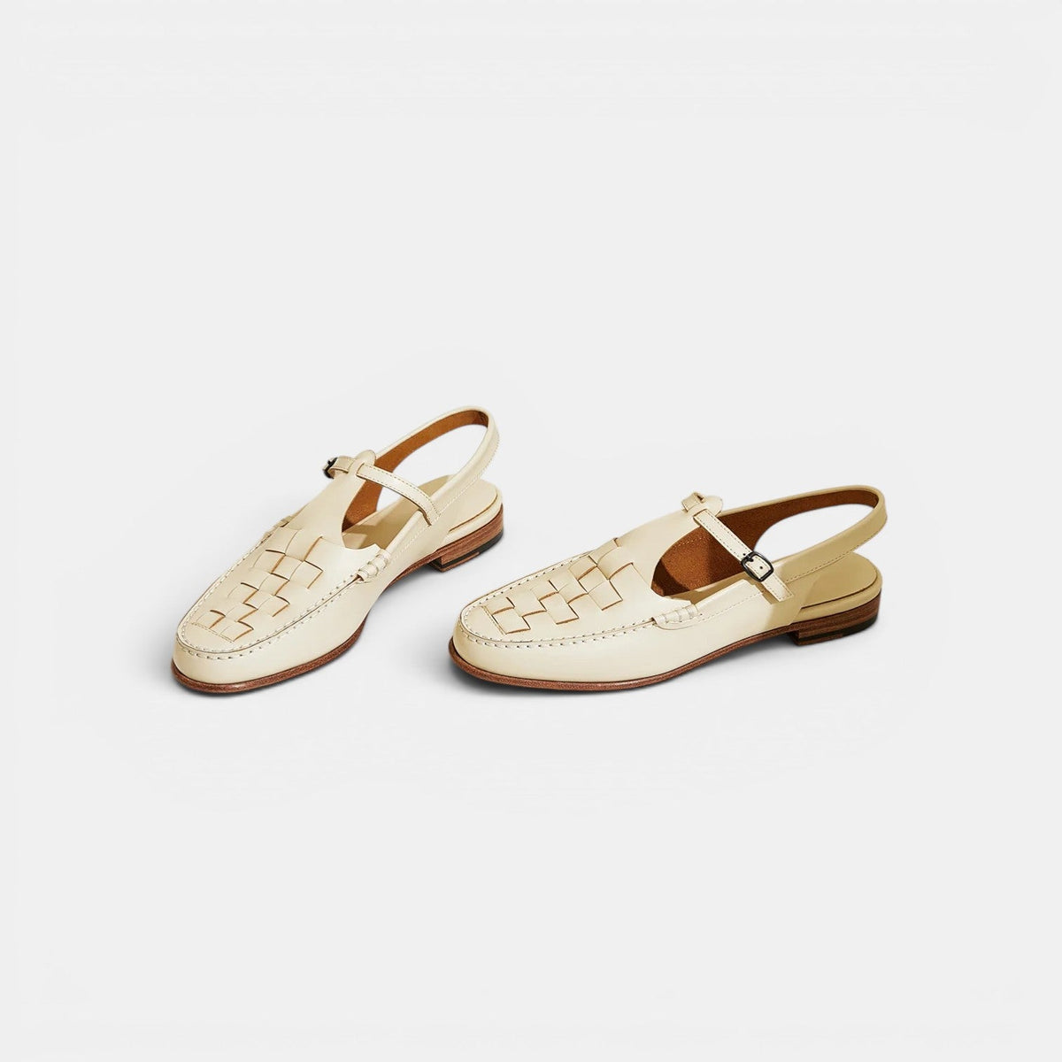 Leather Cross-Strap Sandals, Lightweight Summer Flats