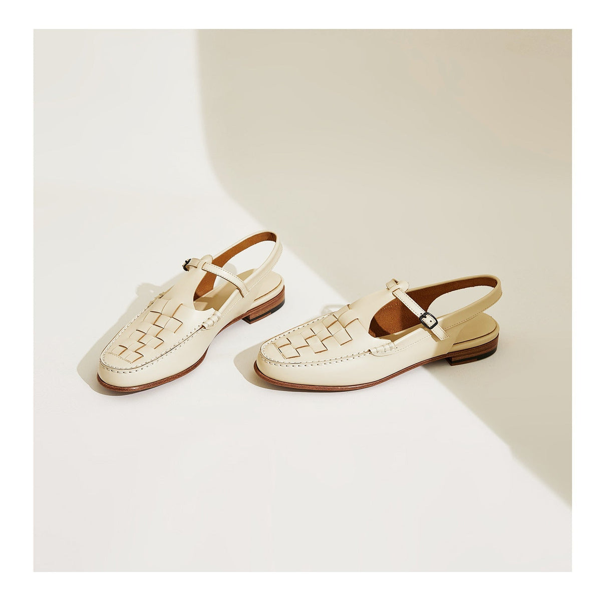 Leather Slingback Sandals, Flat Summer Strap Shoes