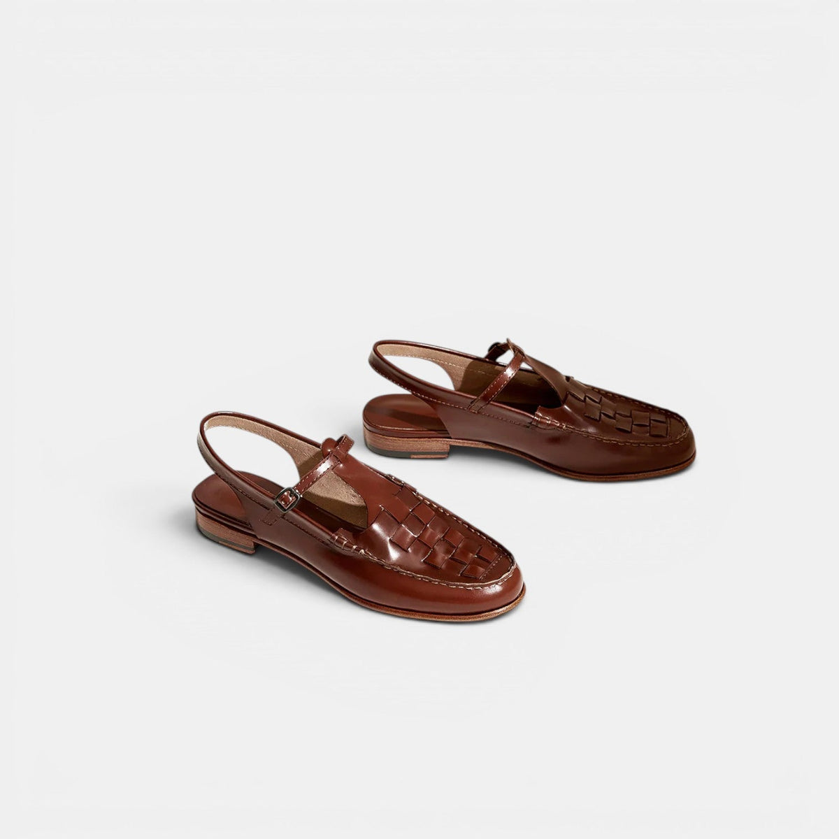 Leather Cross-Strap Sandals, Lightweight Summer Flats