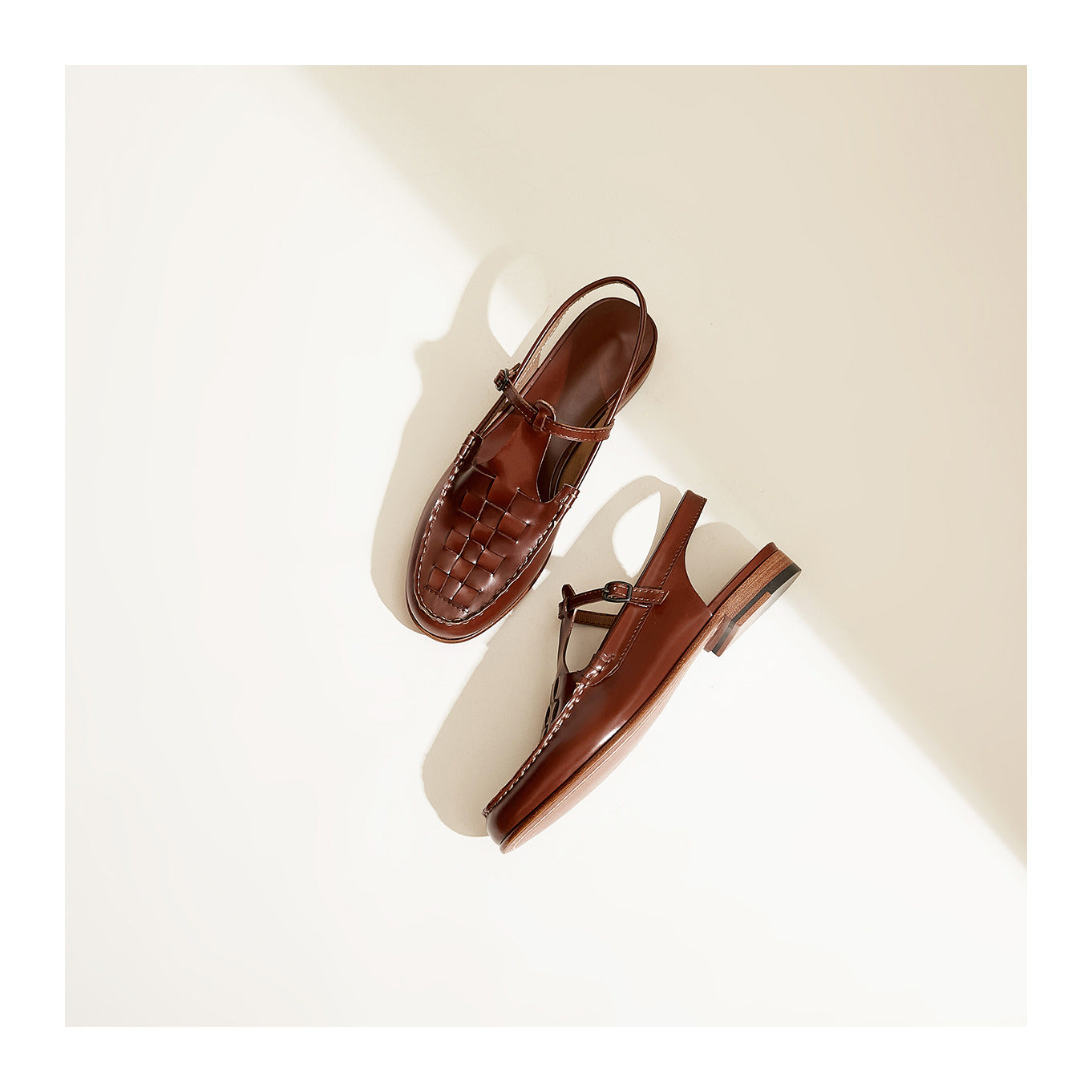 Leather Slingback Sandals, Flat Summer Strap Shoes
