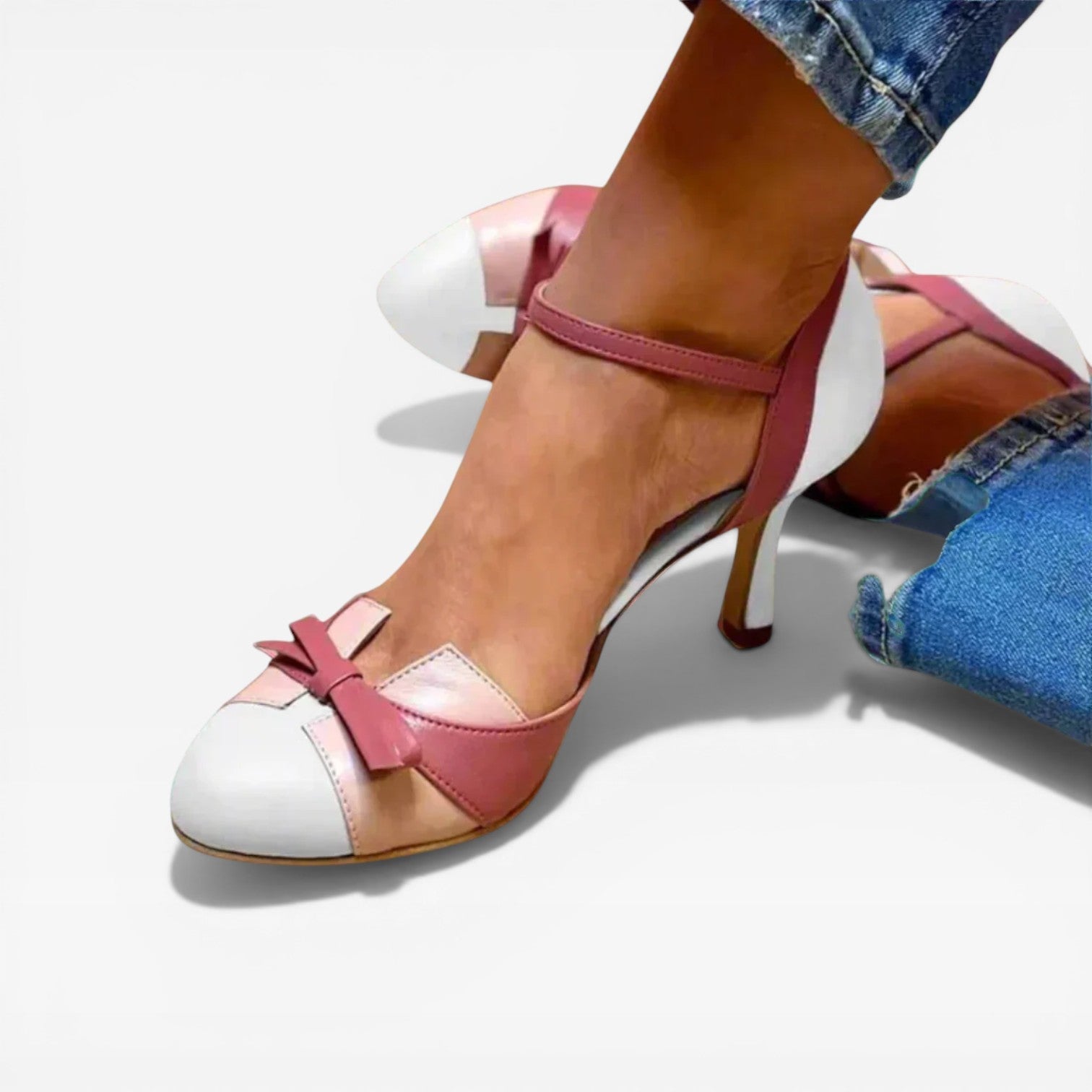 Two Tone Kitten Heel Pumps, Vintage Mary Jane Strap