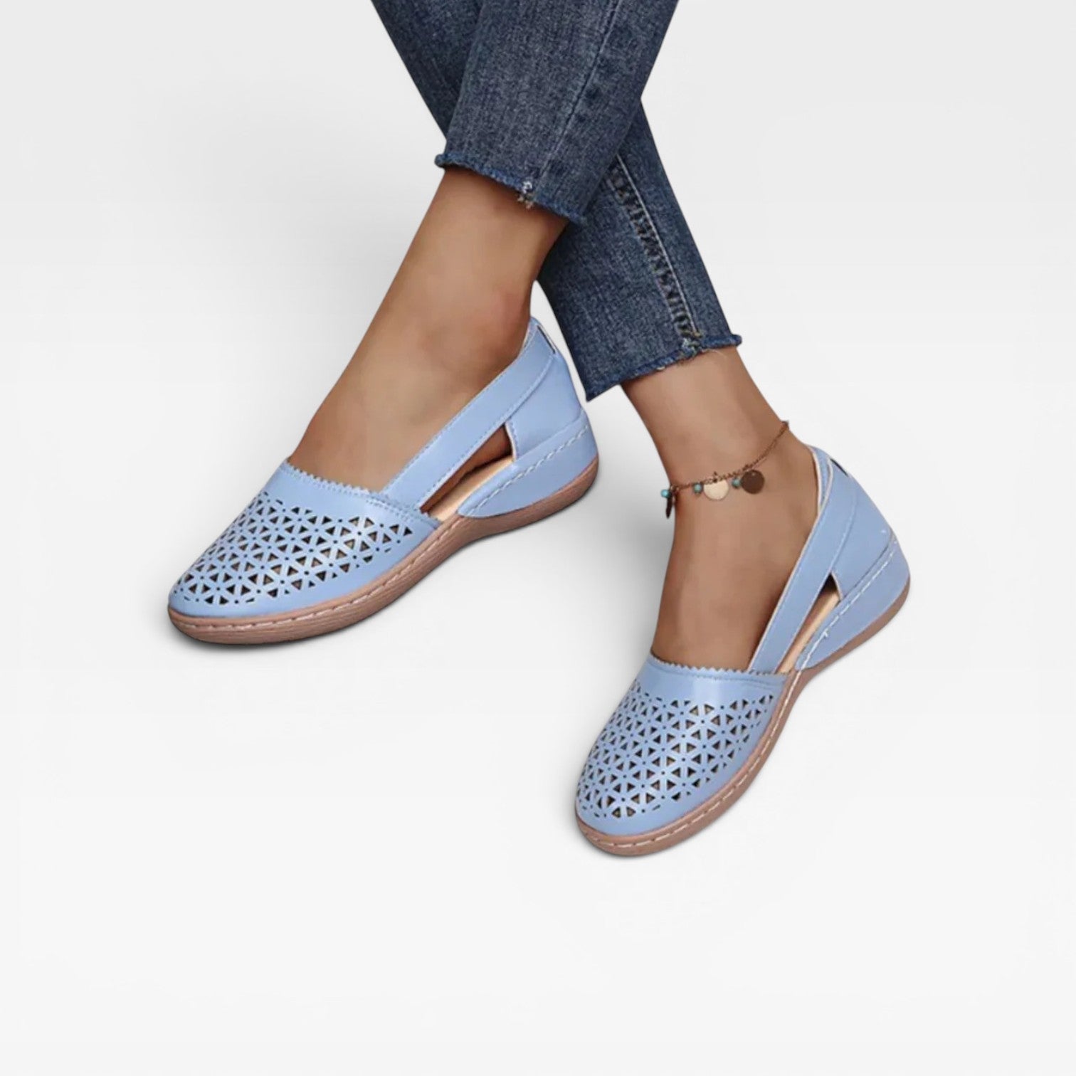 Cutout Wedge Sandals, Closed Toe Elastic Slingback Shoes