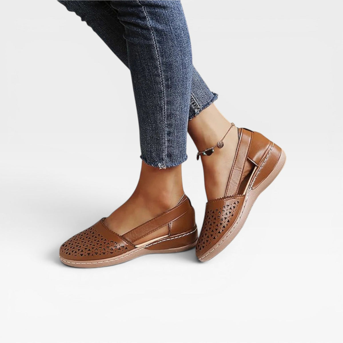 Cutout Wedge Sandals, Closed Toe Elastic Slingback Shoes