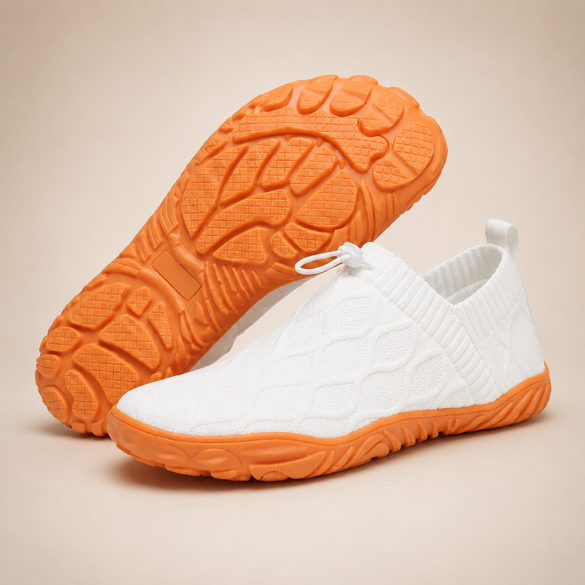 Knit Slip On Sneakers, Cushioned Bungee Lace Trainers