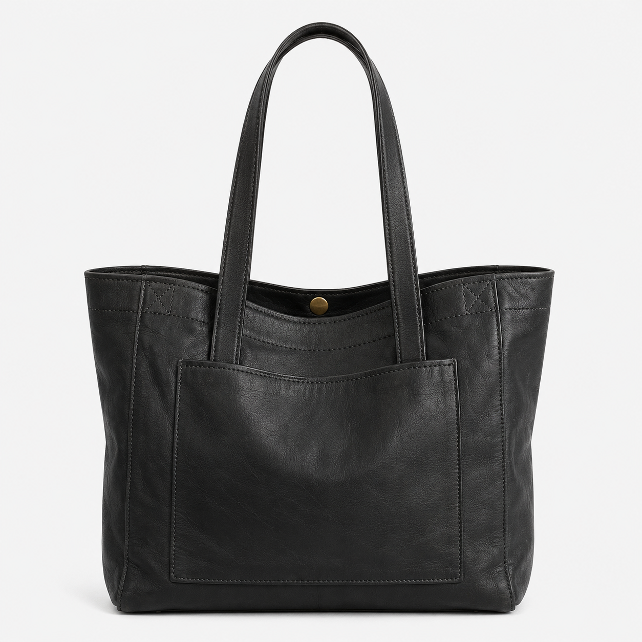 Structured Leather Shoulder Bag, Classic Day Handbag