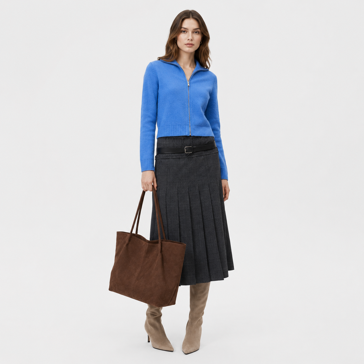 Soft Suede Tote Bag, Spacious Everyday Work Carryall
