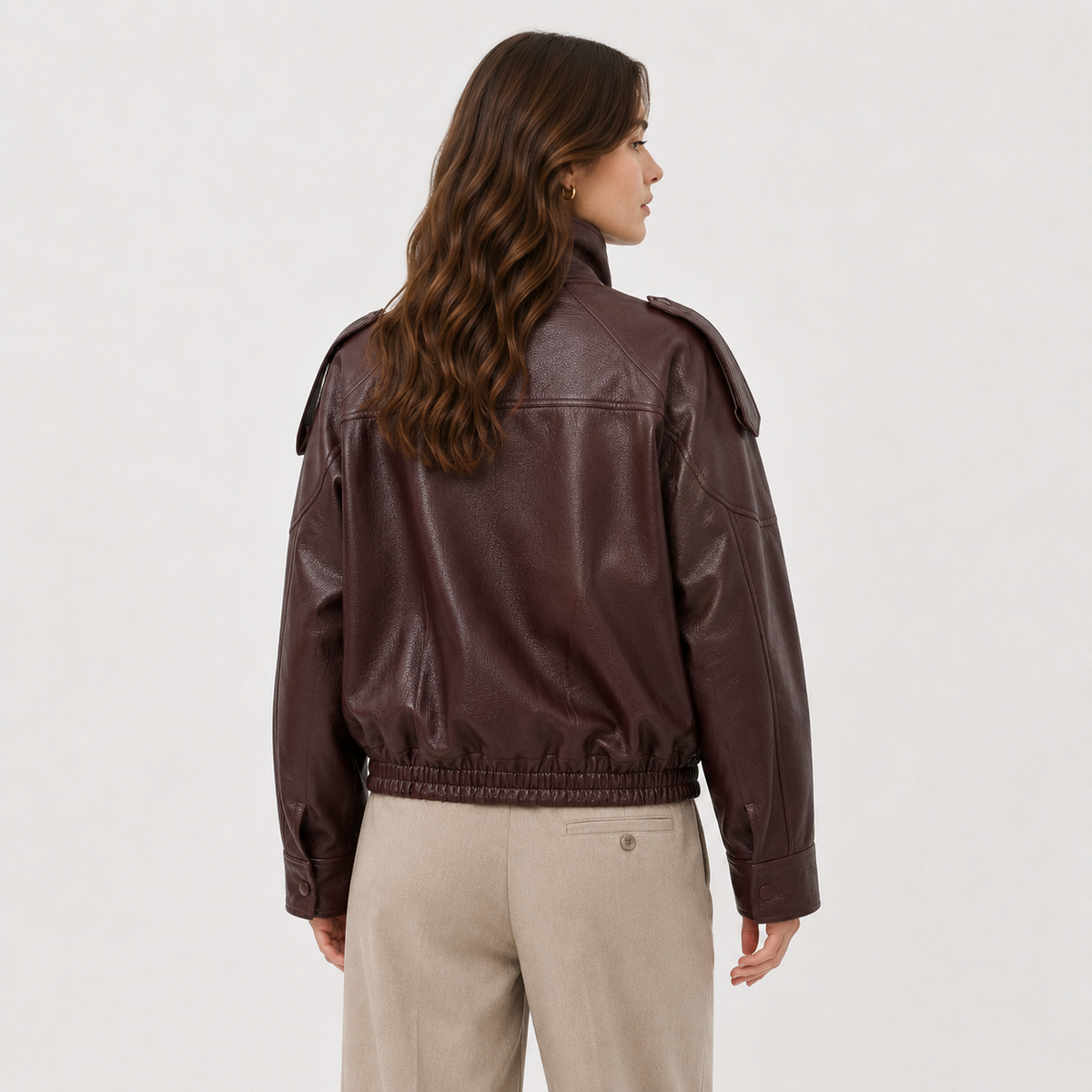 Asymmetric Faux Leather Jacket, Relaxed Loose Fit Coat