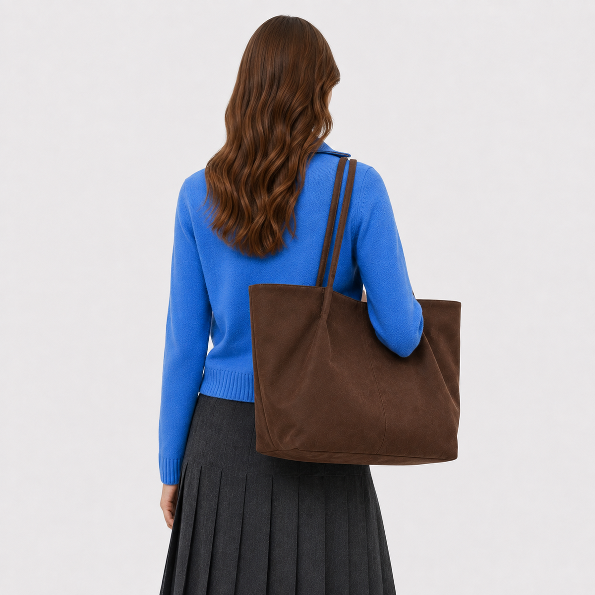 Soft Suede Tote Bag, Spacious Everyday Work Carryall