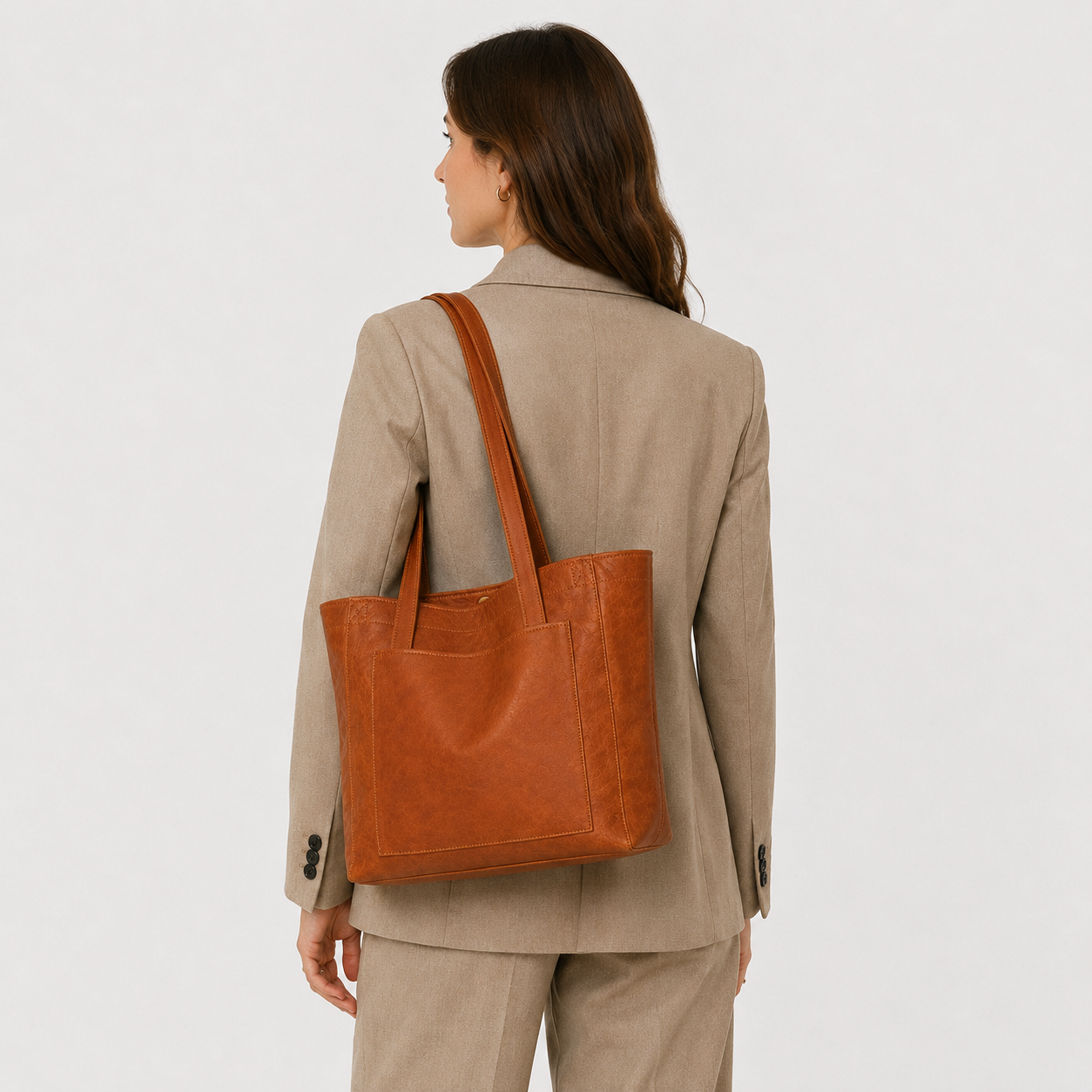 Structured Leather Shoulder Bag, Classic Day Handbag