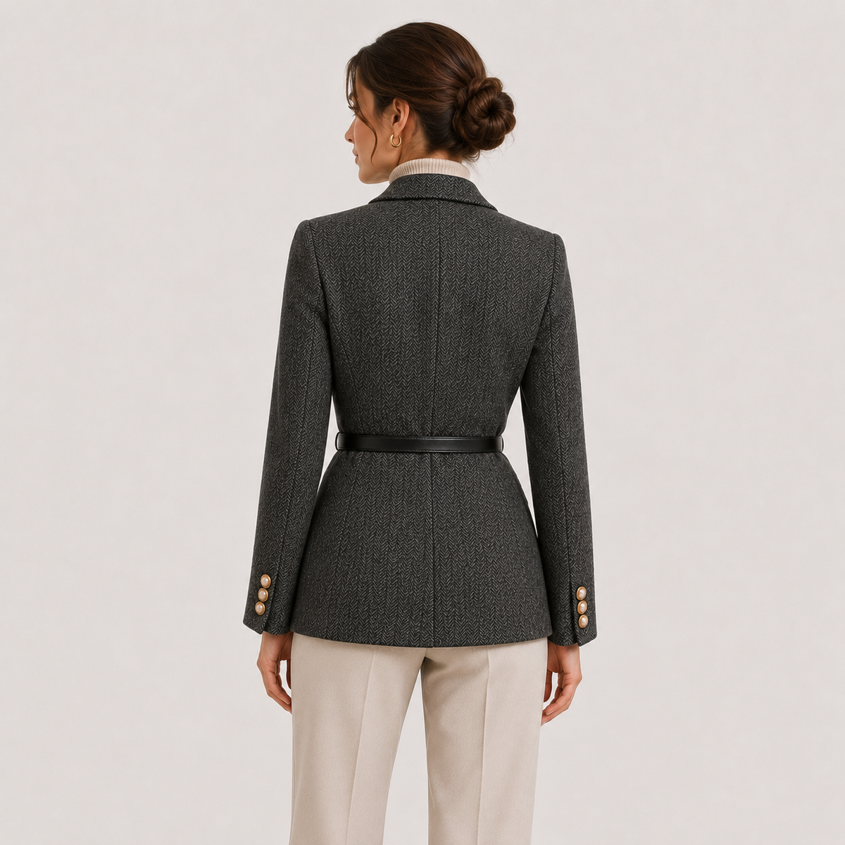 Belted Blazer, Tailored Smart Casual Office Jacket