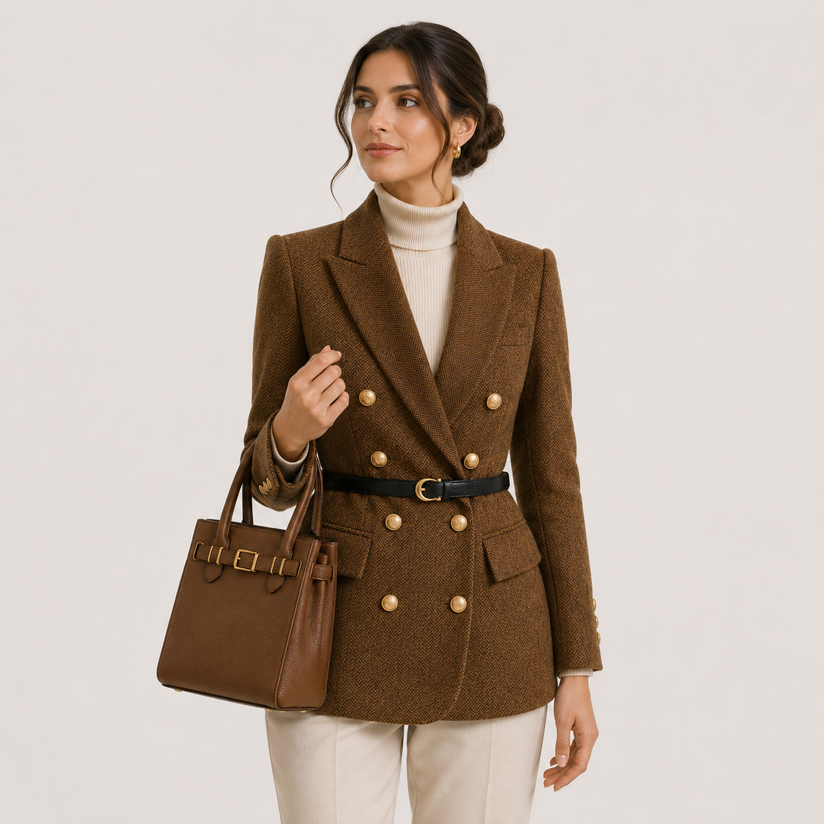 Belted Blazer, Tailored Smart Casual Office Jacket