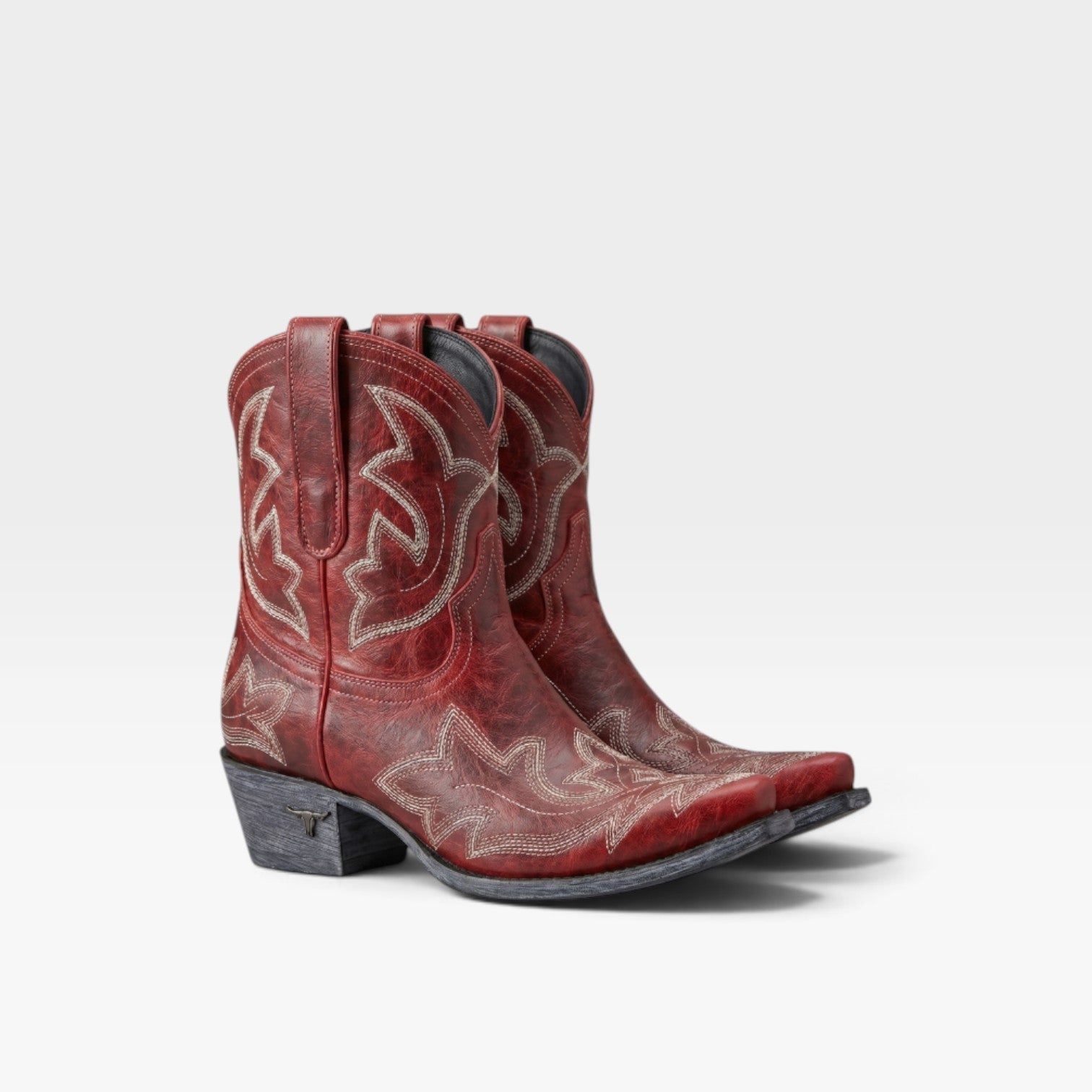 Embroidered Cowboy Boots, Distressed Snip Toe Ankle