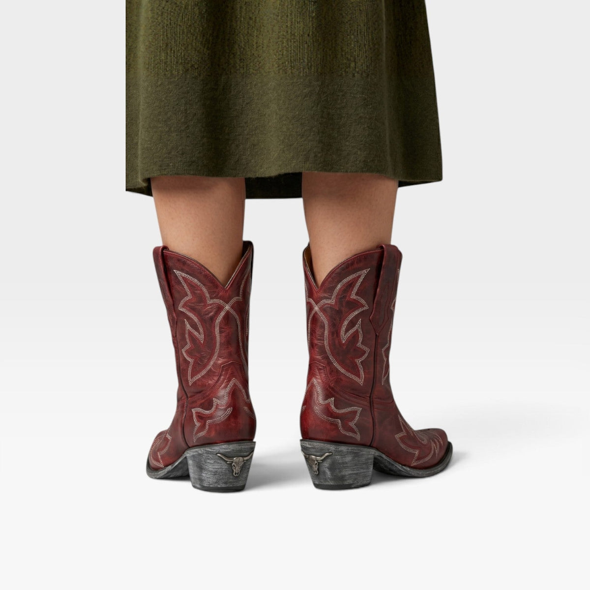 Embroidered Cowboy Boots, Distressed Snip Toe Ankle