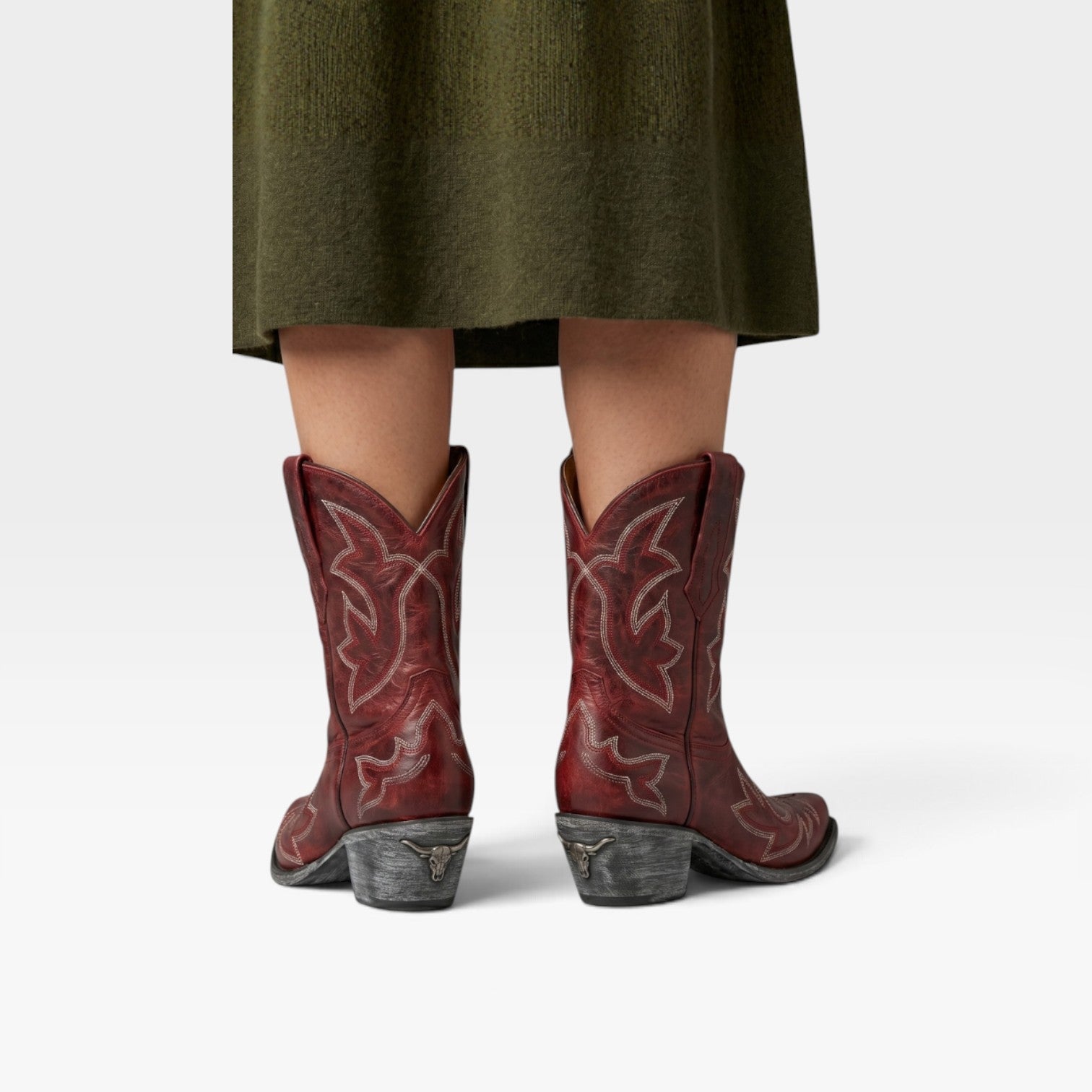 Embroidered Cowboy Boots, Distressed Snip Toe Ankle