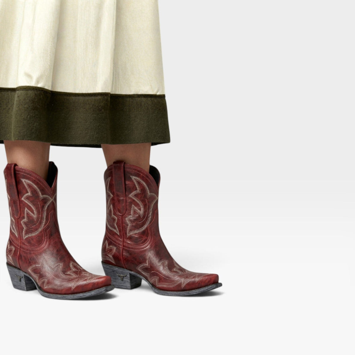 Embroidered Cowboy Boots, Distressed Snip Toe Ankle