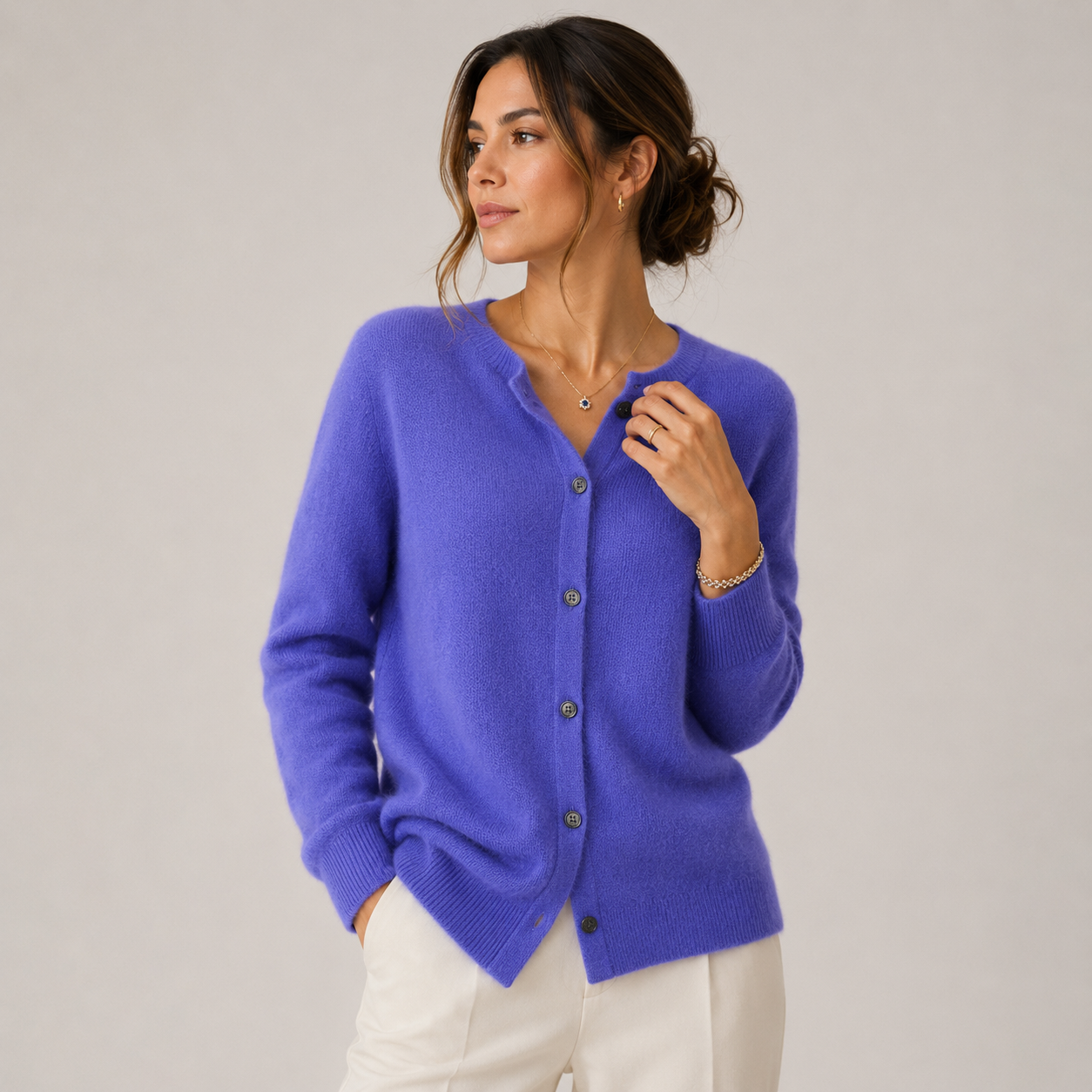 Button Front Knit Cardigan, Soft Cashmere Look Sweater