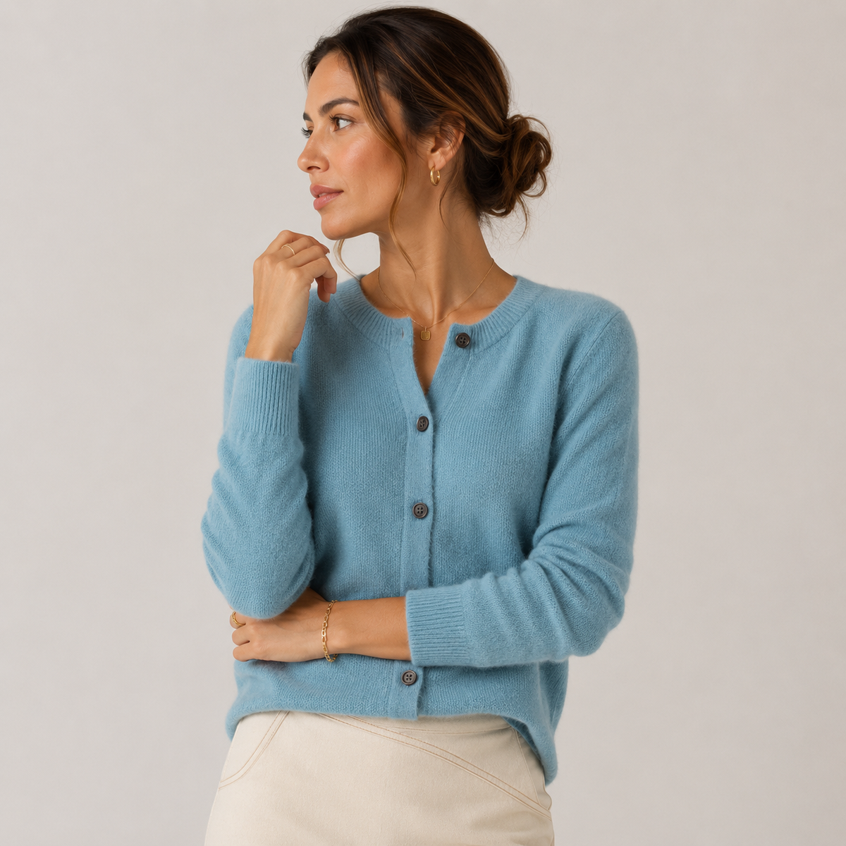 Button Front Knit Cardigan, Soft Cashmere Look Sweater