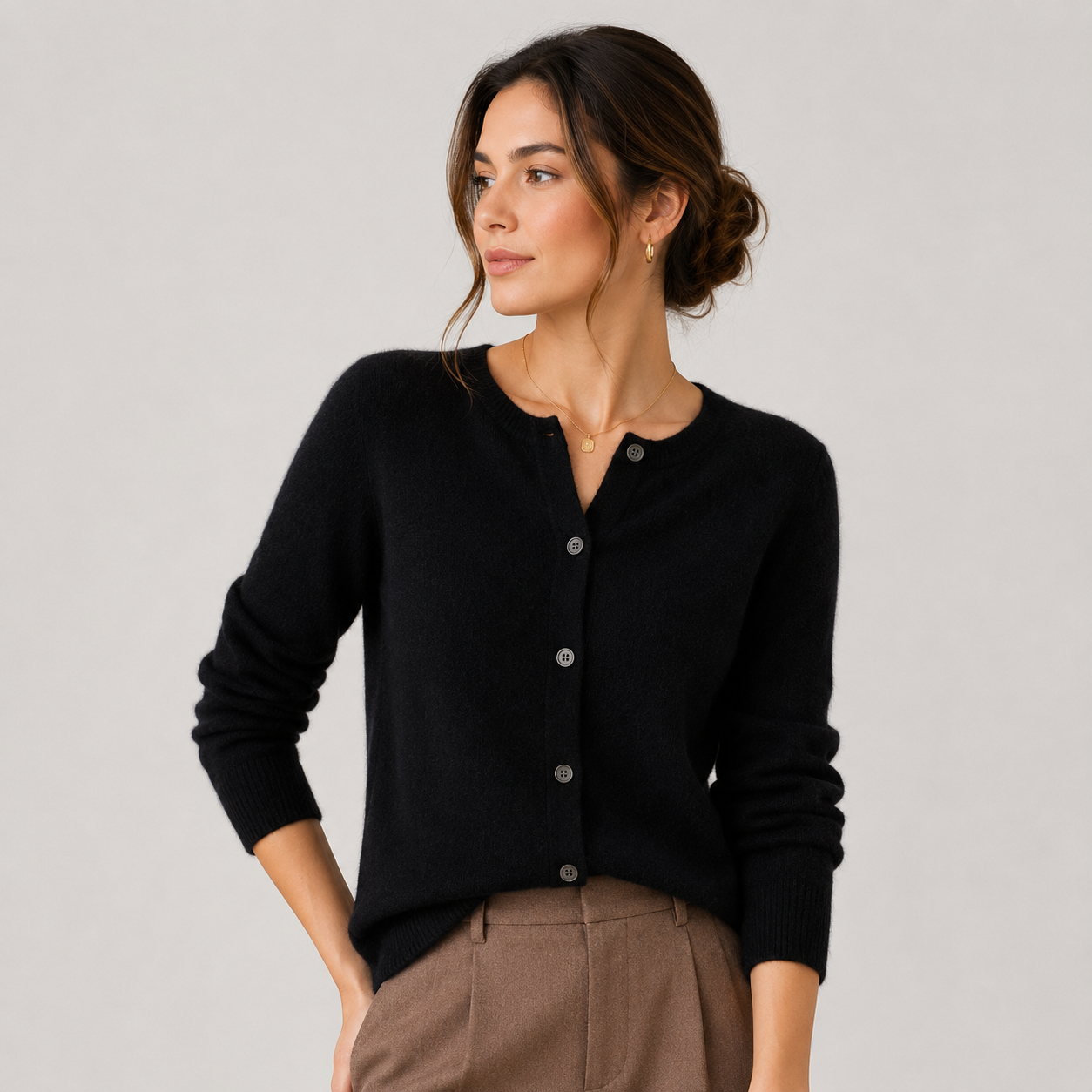 Button Front Knit Cardigan, Soft Cashmere Look Sweater