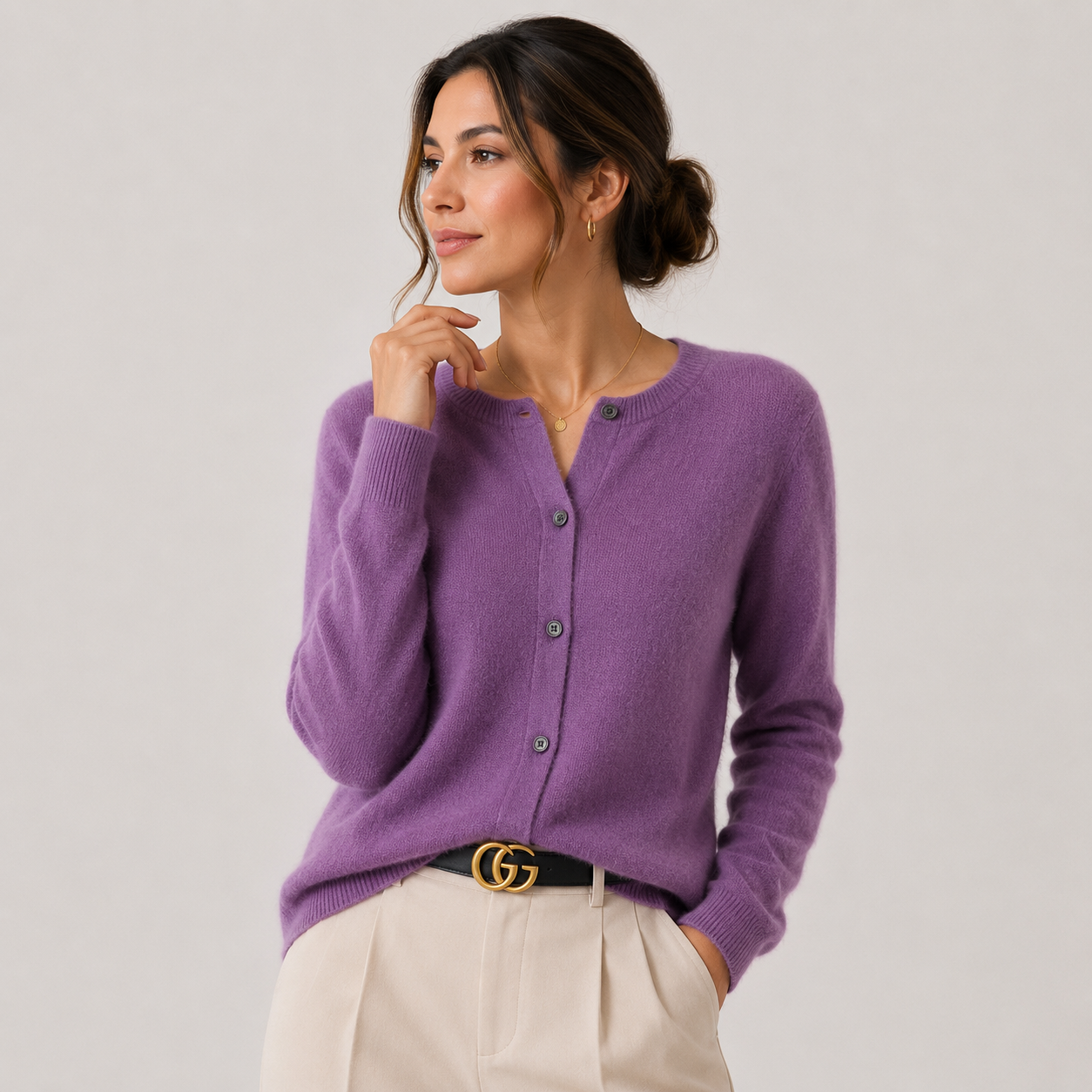 Button Front Knit Cardigan, Soft Cashmere Look Sweater