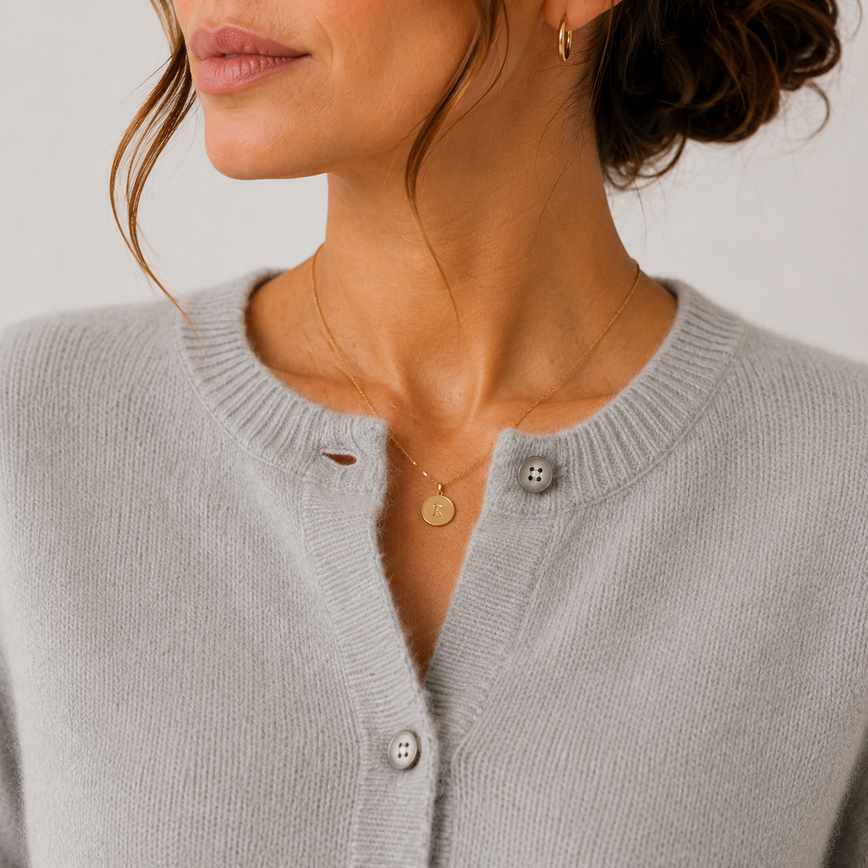 Round Neck Knit Cardigan, Button Front Soft Sweater