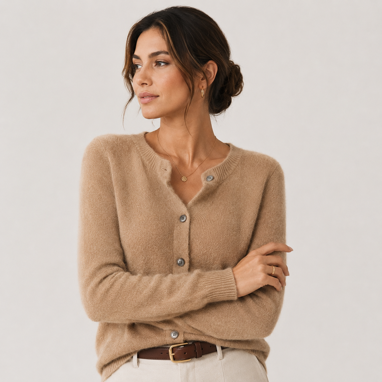 Button Front Knit Cardigan, Soft Cashmere Look Sweater