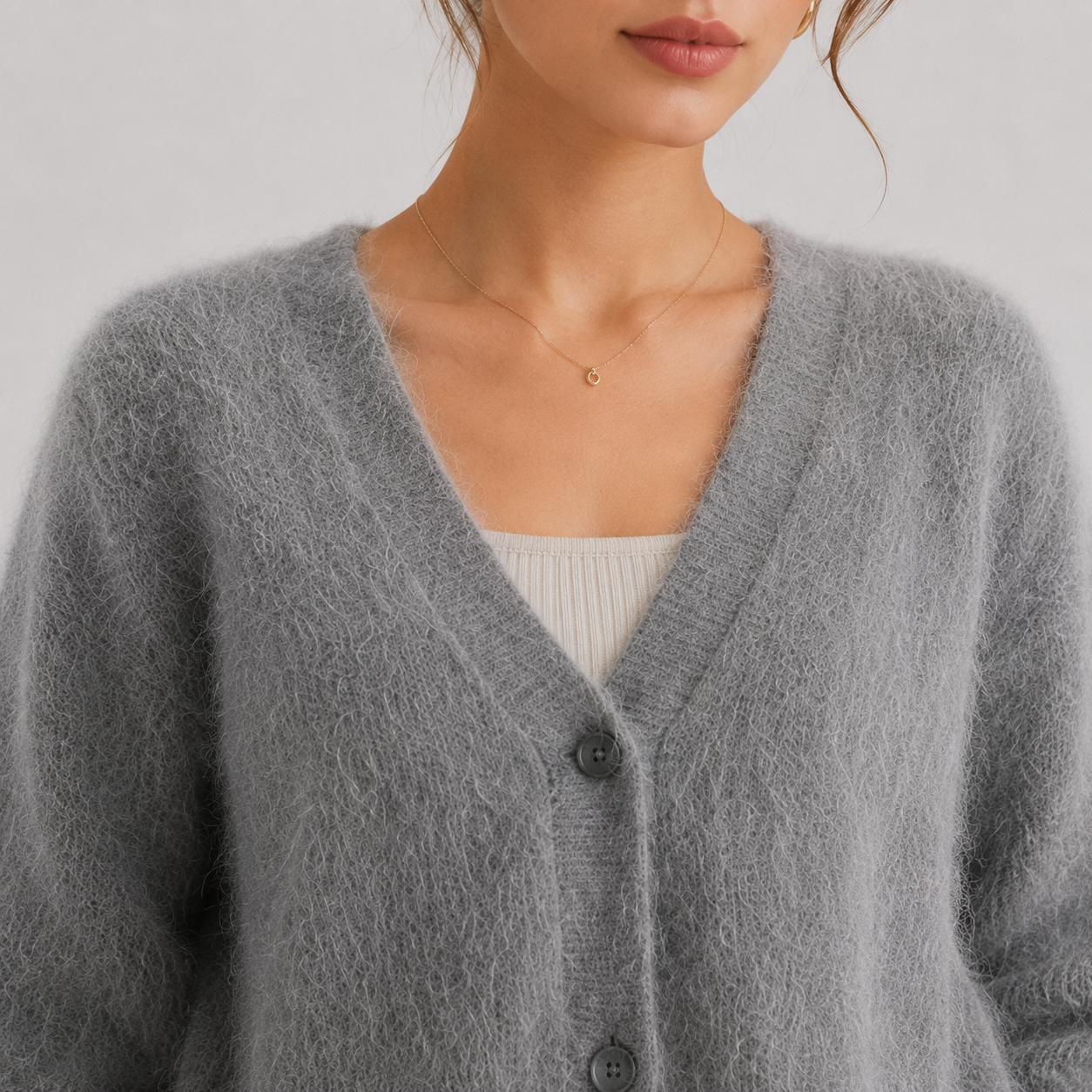Soft Knit Button Front Cardigan, Long Sleeve Layer