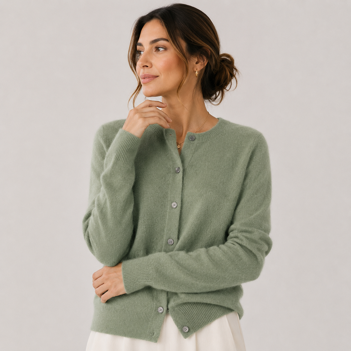 Button Front Knit Cardigan, Soft Cashmere Look Sweater