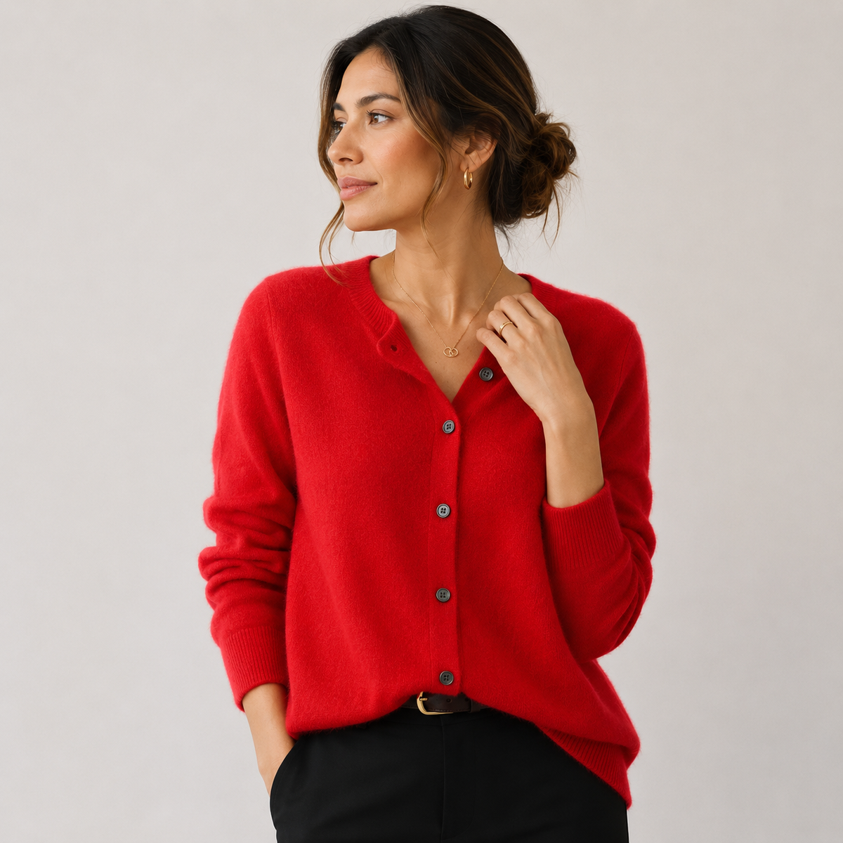 Button Front Knit Cardigan, Soft Cashmere Look Sweater