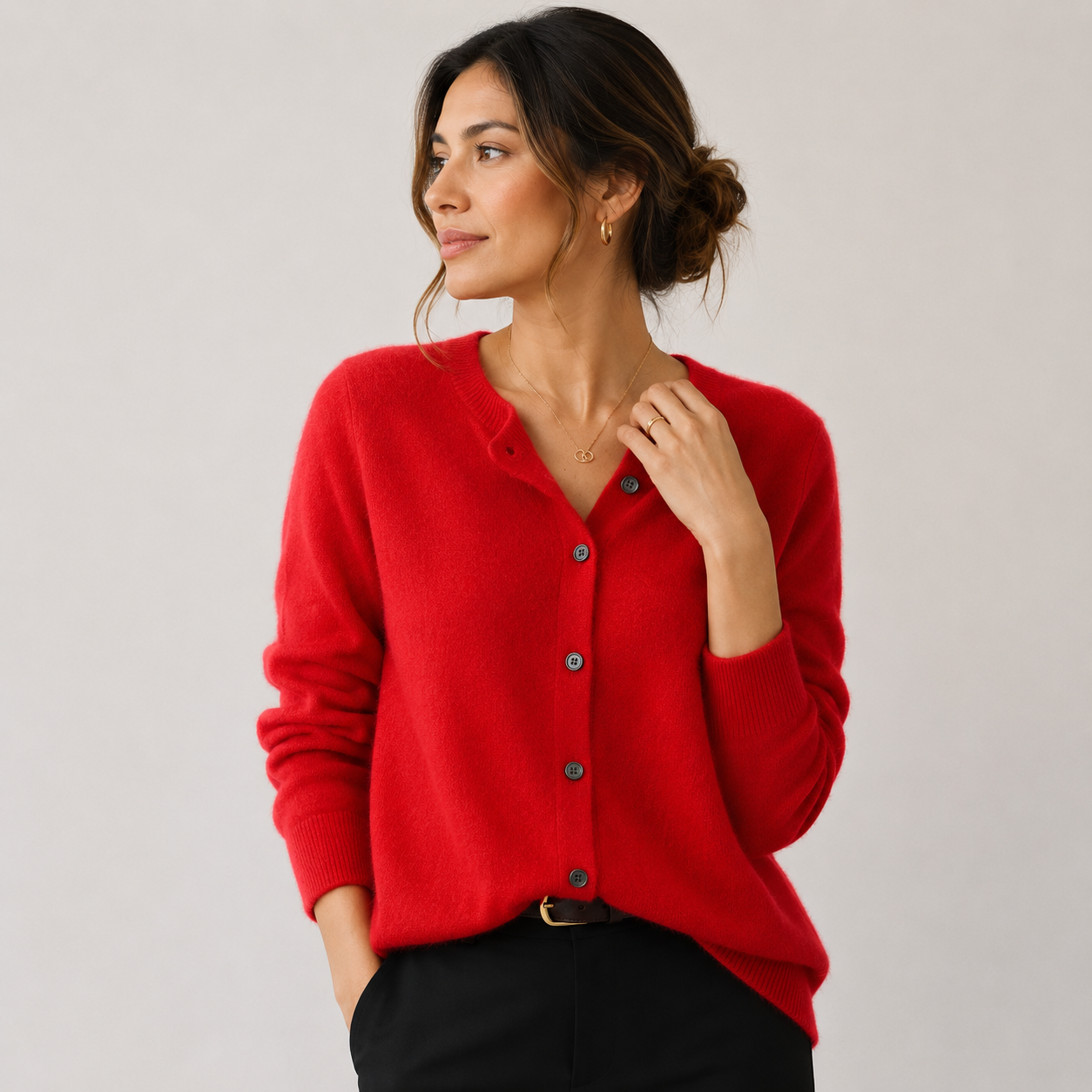 Button Front Knit Cardigan, Soft Cashmere Look Sweater
