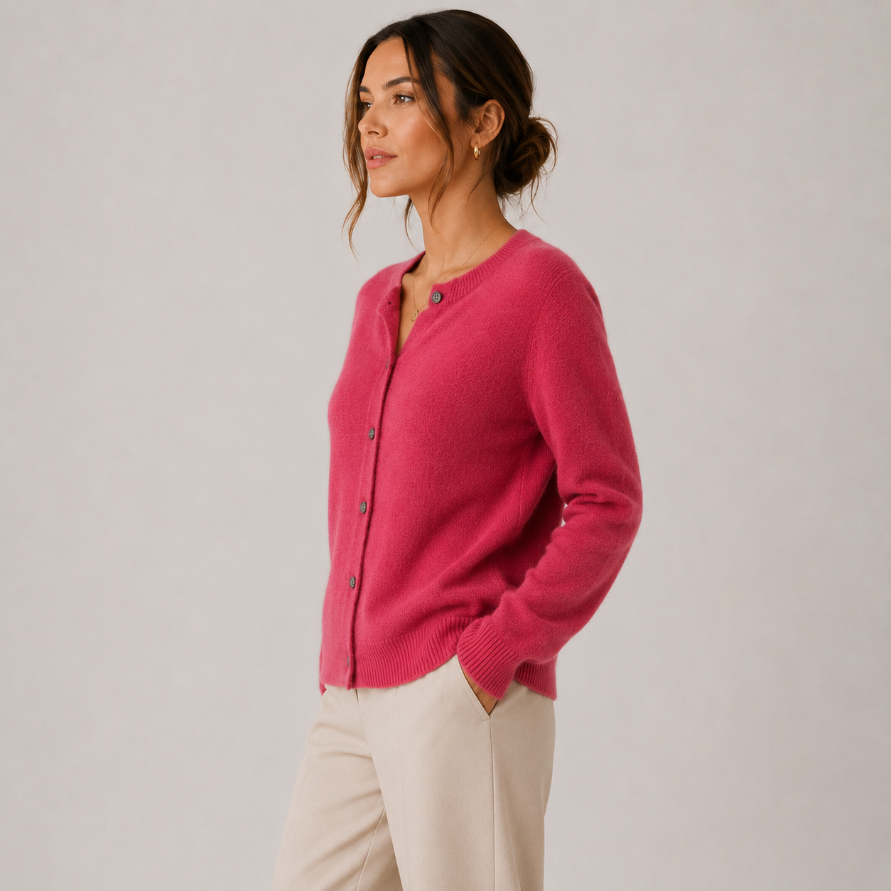 Button Front Knit Cardigan, Soft Cashmere Look Sweater