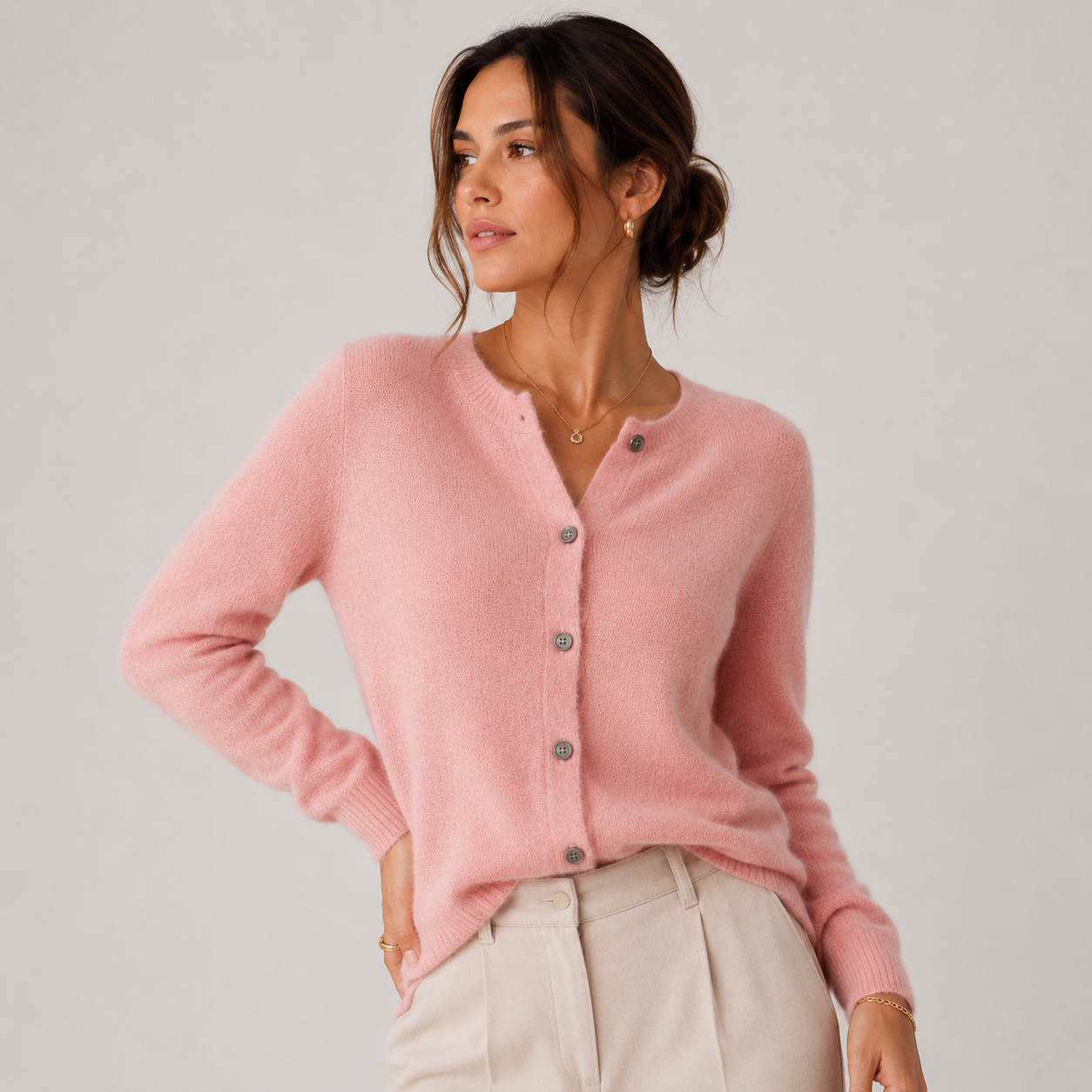 Button Front Knit Cardigan, Soft Cashmere Look Sweater